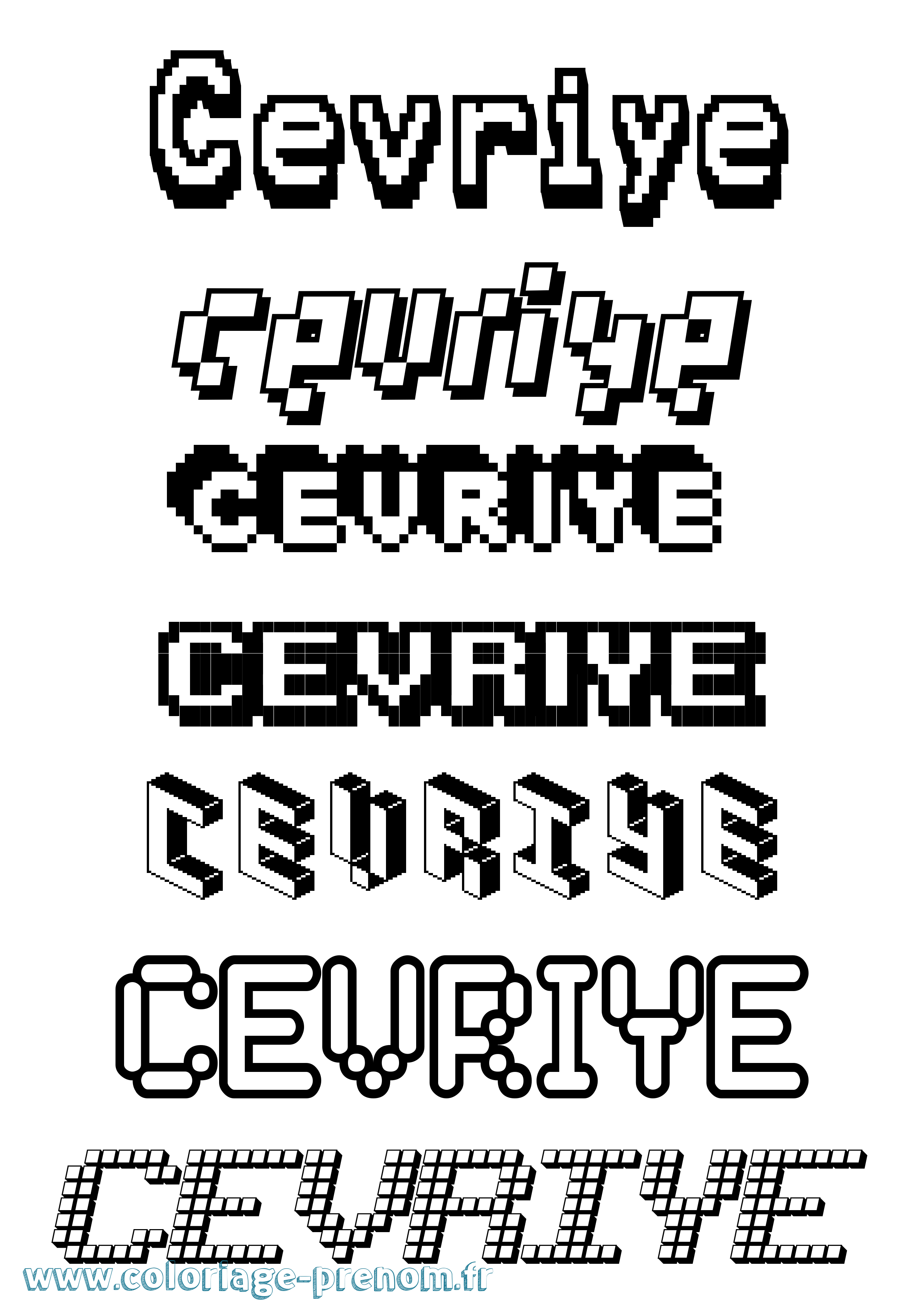 Coloriage Cevriye Pixel Coloriage prénom Cevriye Pixel