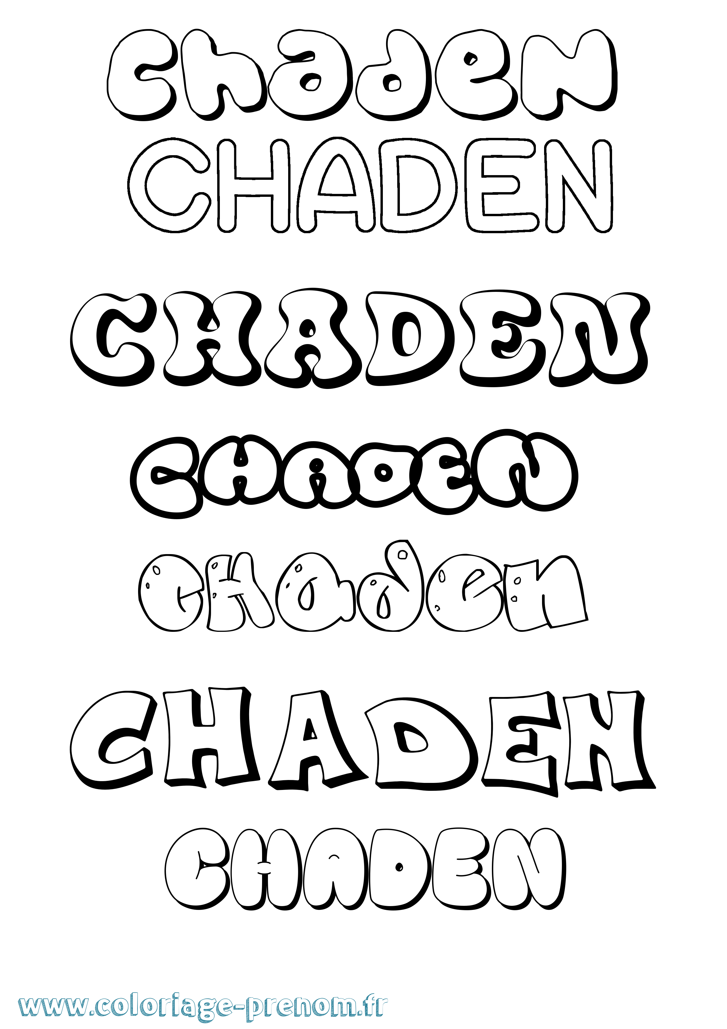 Coloriage Chaden Bubble Coloriage prénom Chaden Bubble