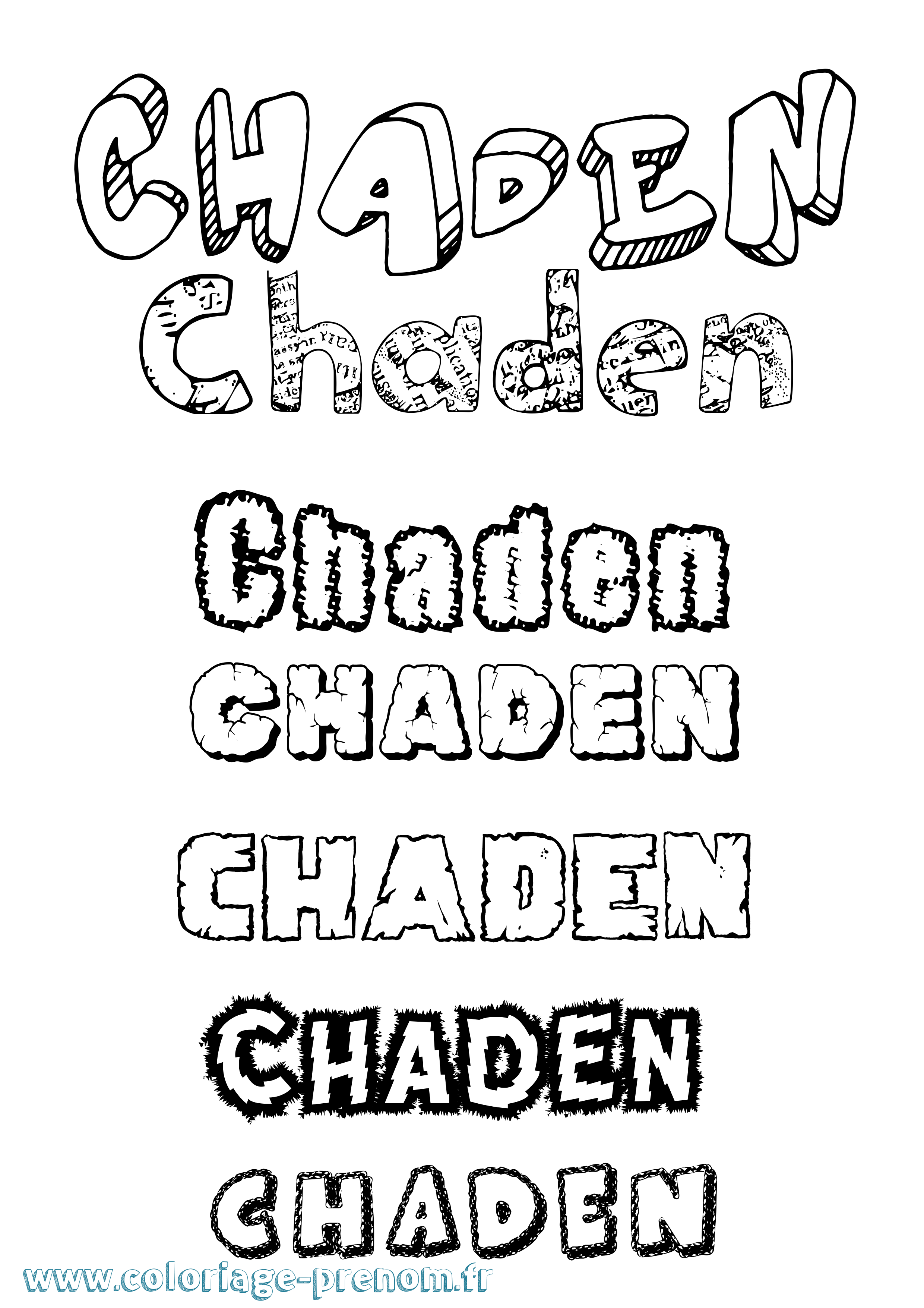 Coloriage Chaden Destructuré Coloriage prénom Chaden Destructuré