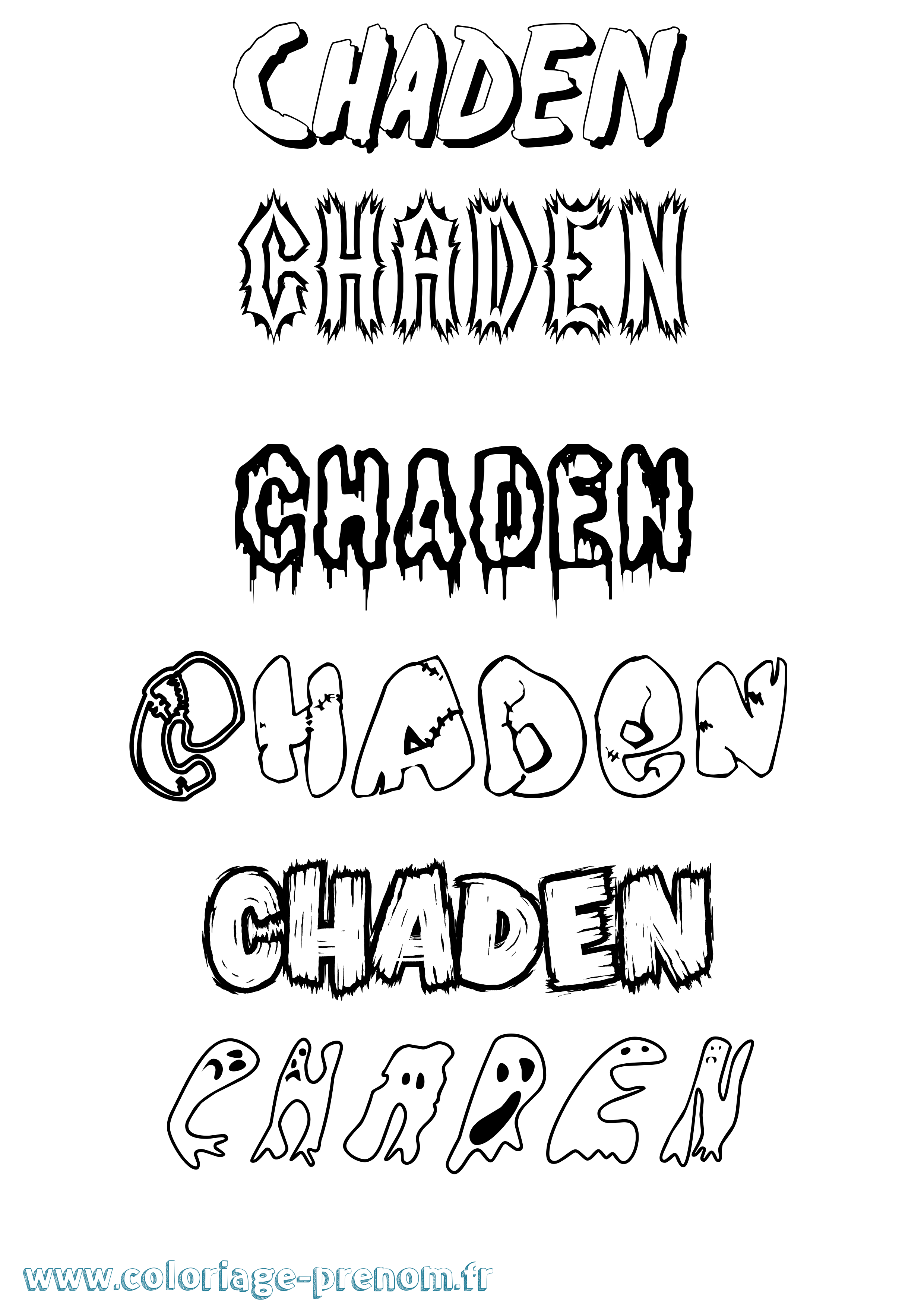 Coloriage Chaden Frisson Coloriage prénom Chaden Frisson
