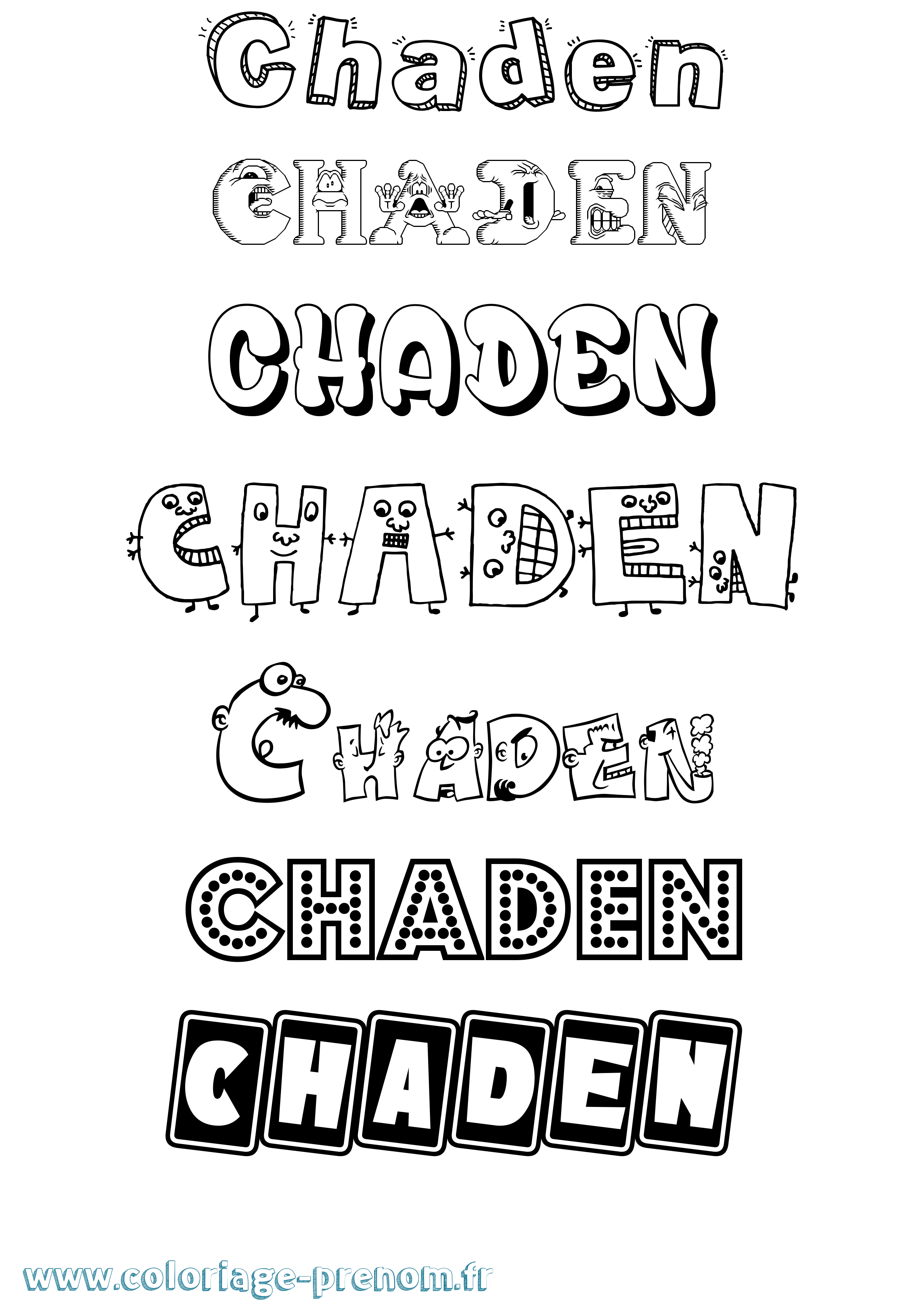 Coloriage Chaden Fun Coloriage prénom Chaden Fun