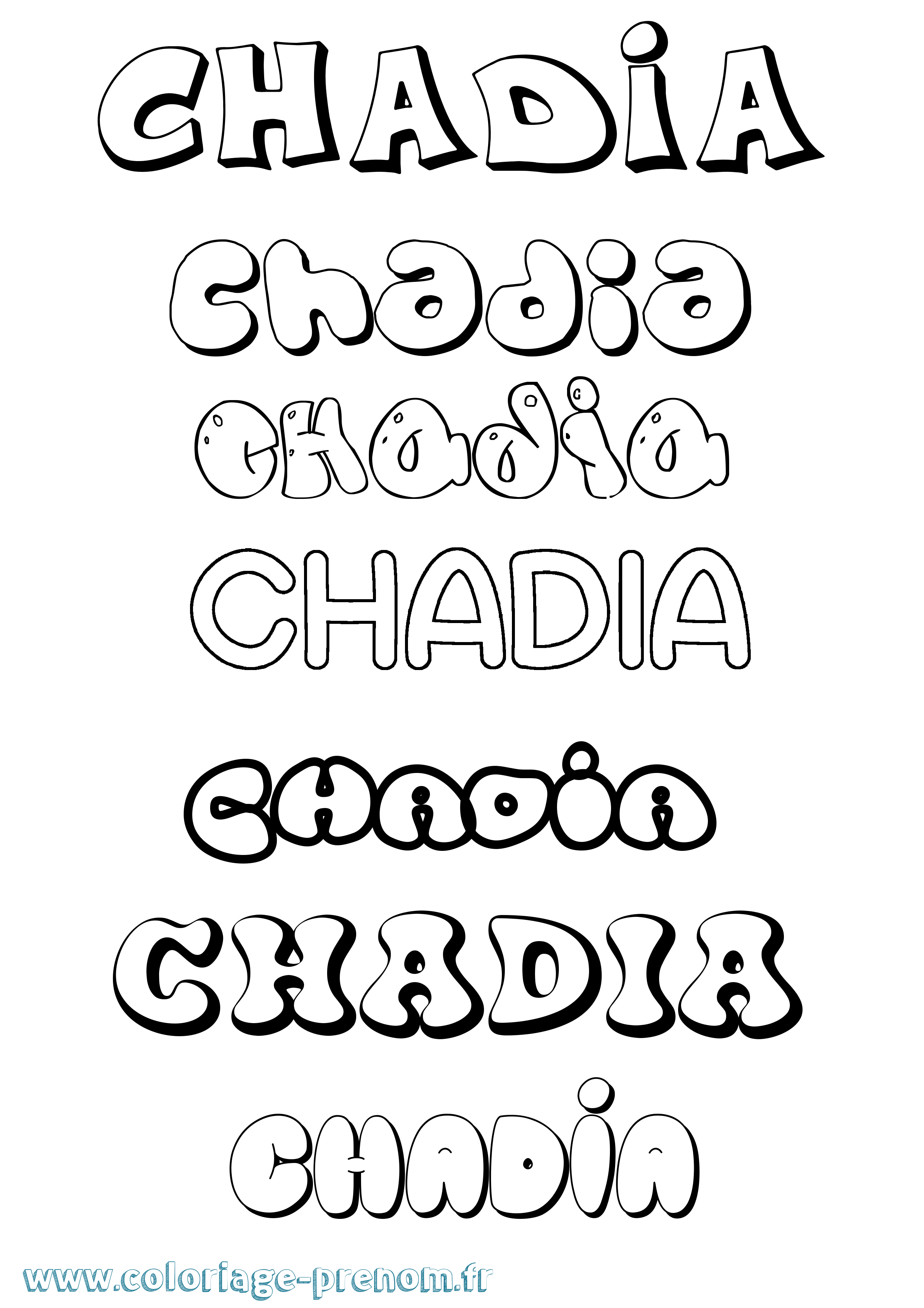 Coloriage Chadia Bubble Coloriage prénom Chadia Bubble
