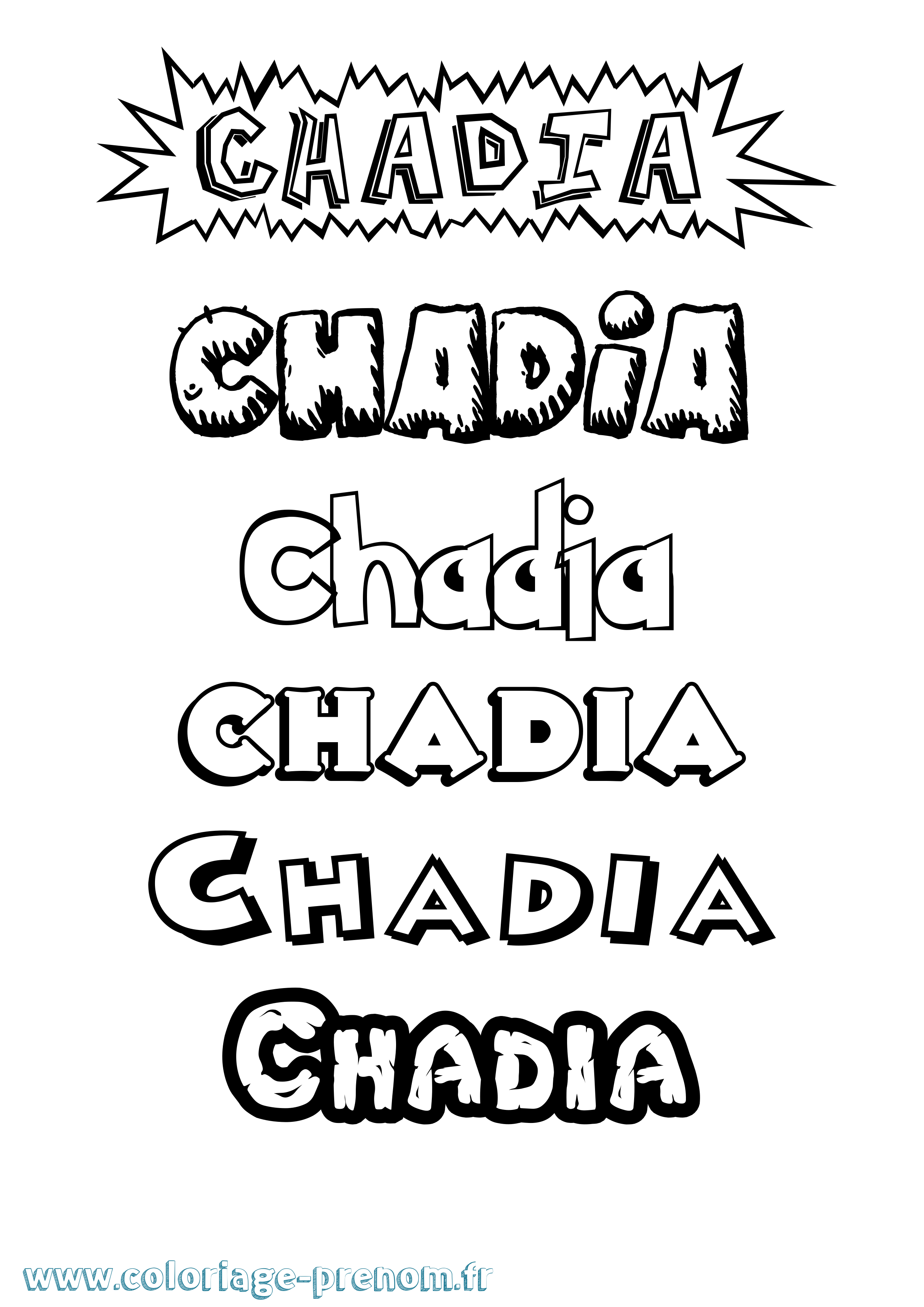 Coloriage Chadia Dessin Animé Coloriage prénom Chadia Dessin Animé