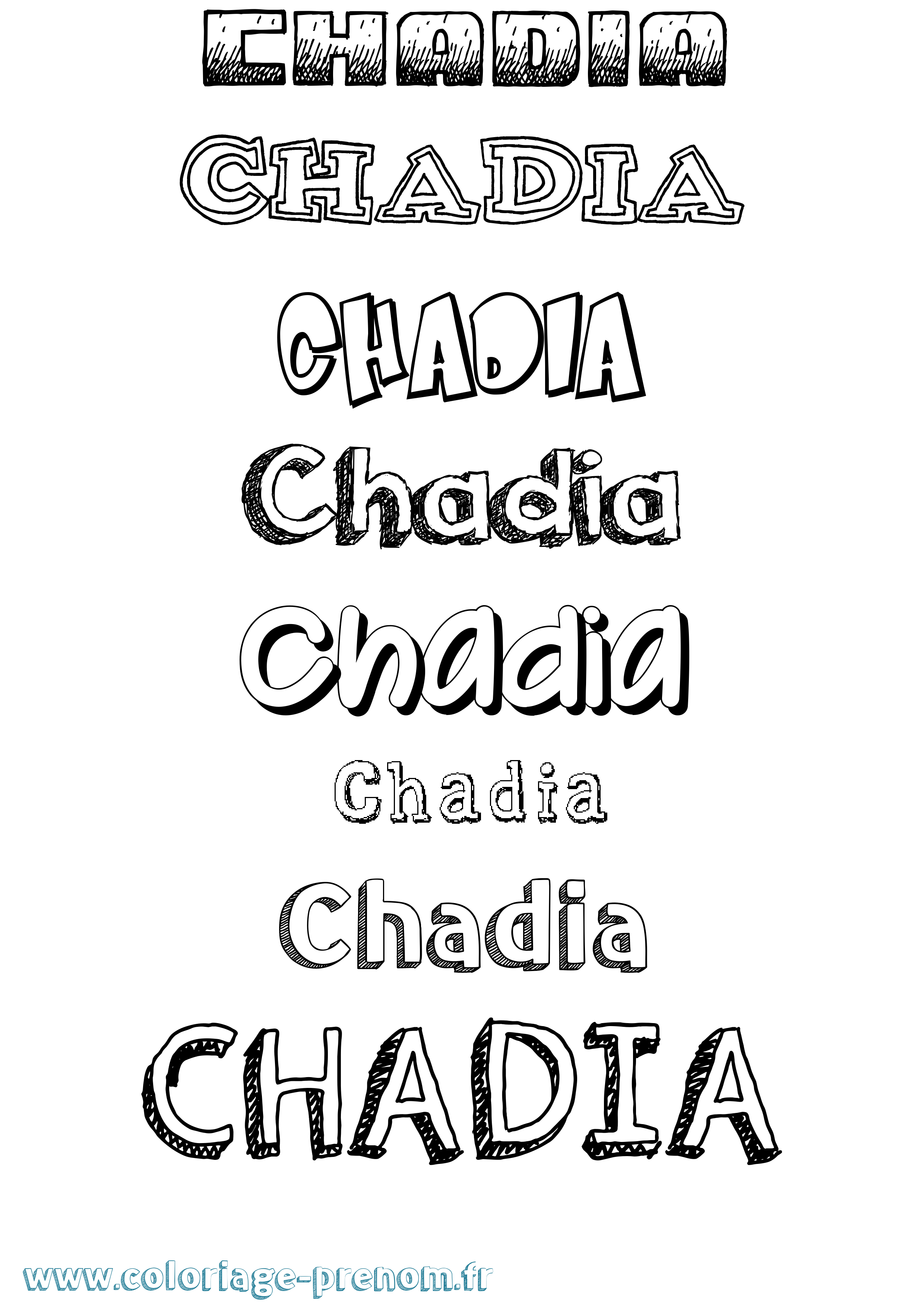 Coloriage Chadia Dessiné Coloriage prénom Chadia Dessiné