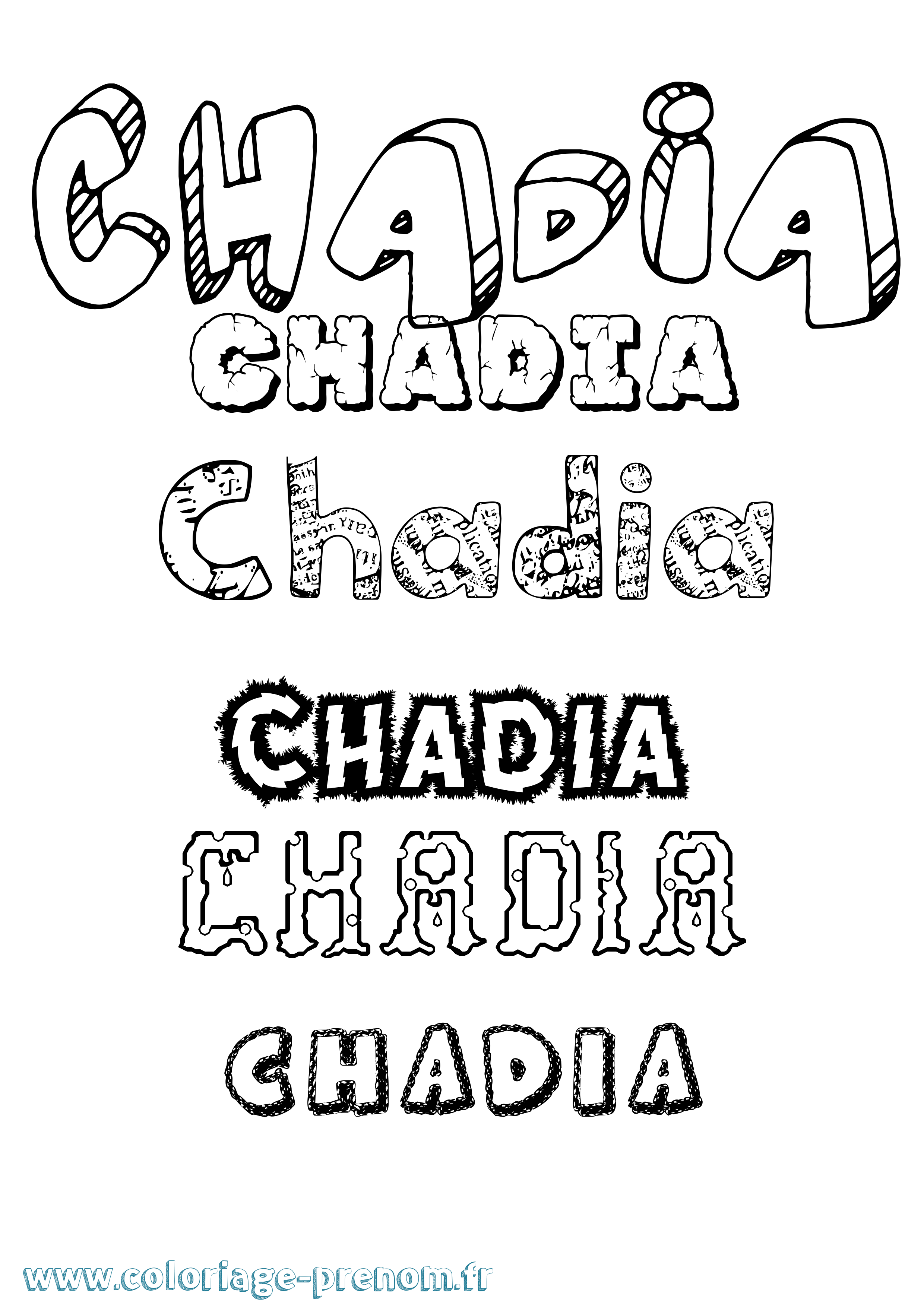Coloriage Chadia Destructuré Coloriage prénom Chadia Destructuré