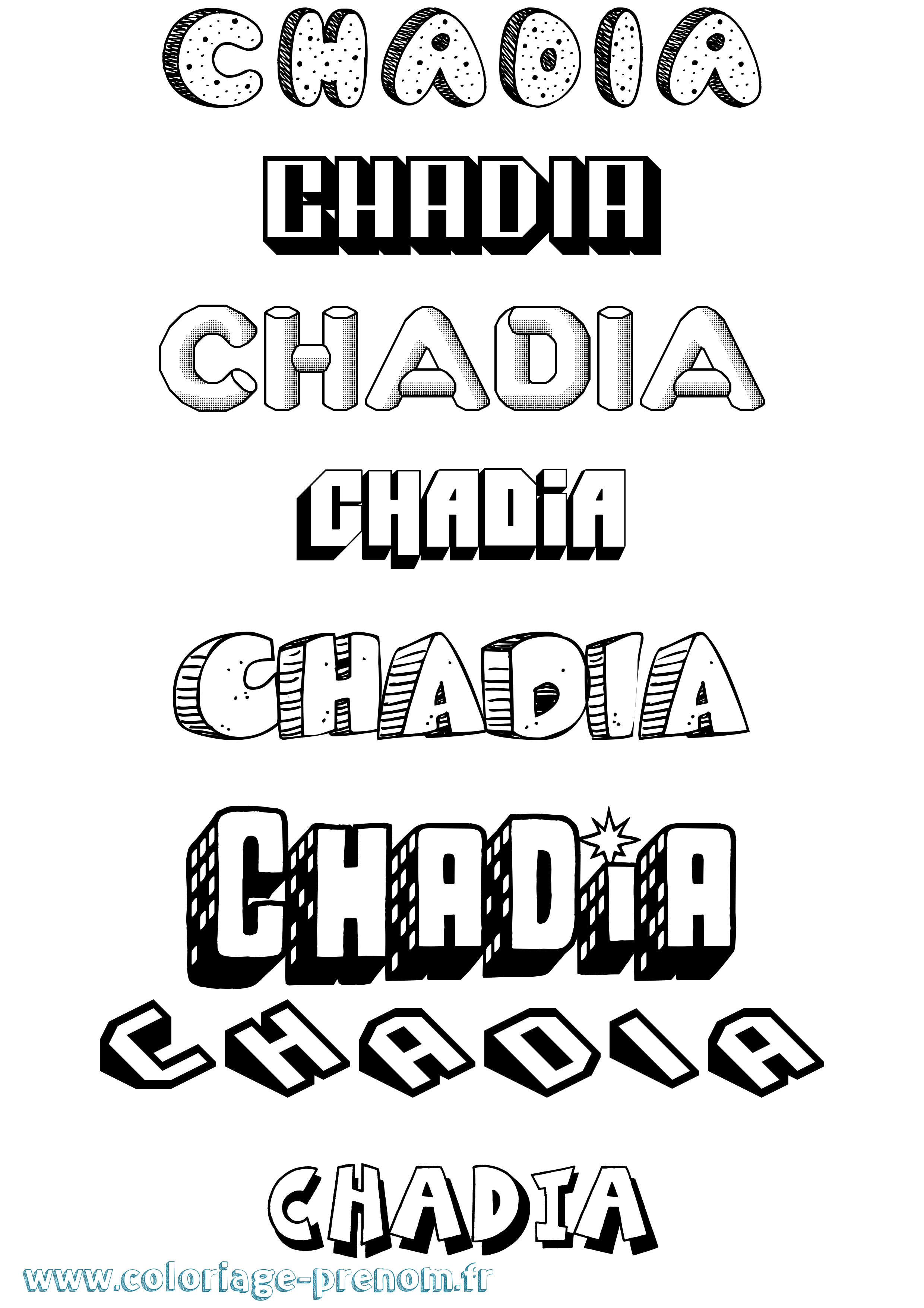 Coloriage Chadia Effet 3D Coloriage prénom Chadia Effet 3D