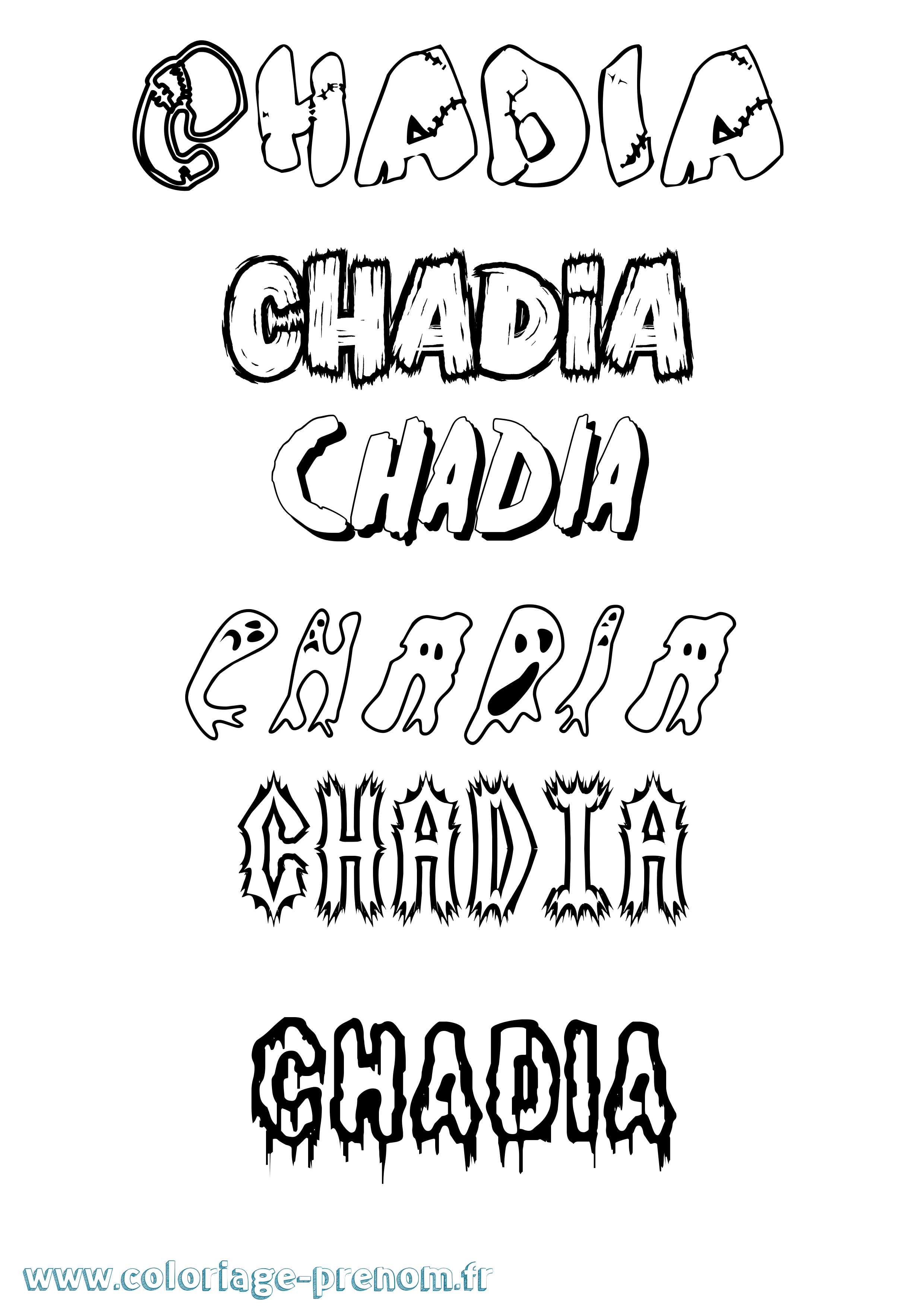 Coloriage Chadia Frisson Coloriage prénom Chadia Frisson