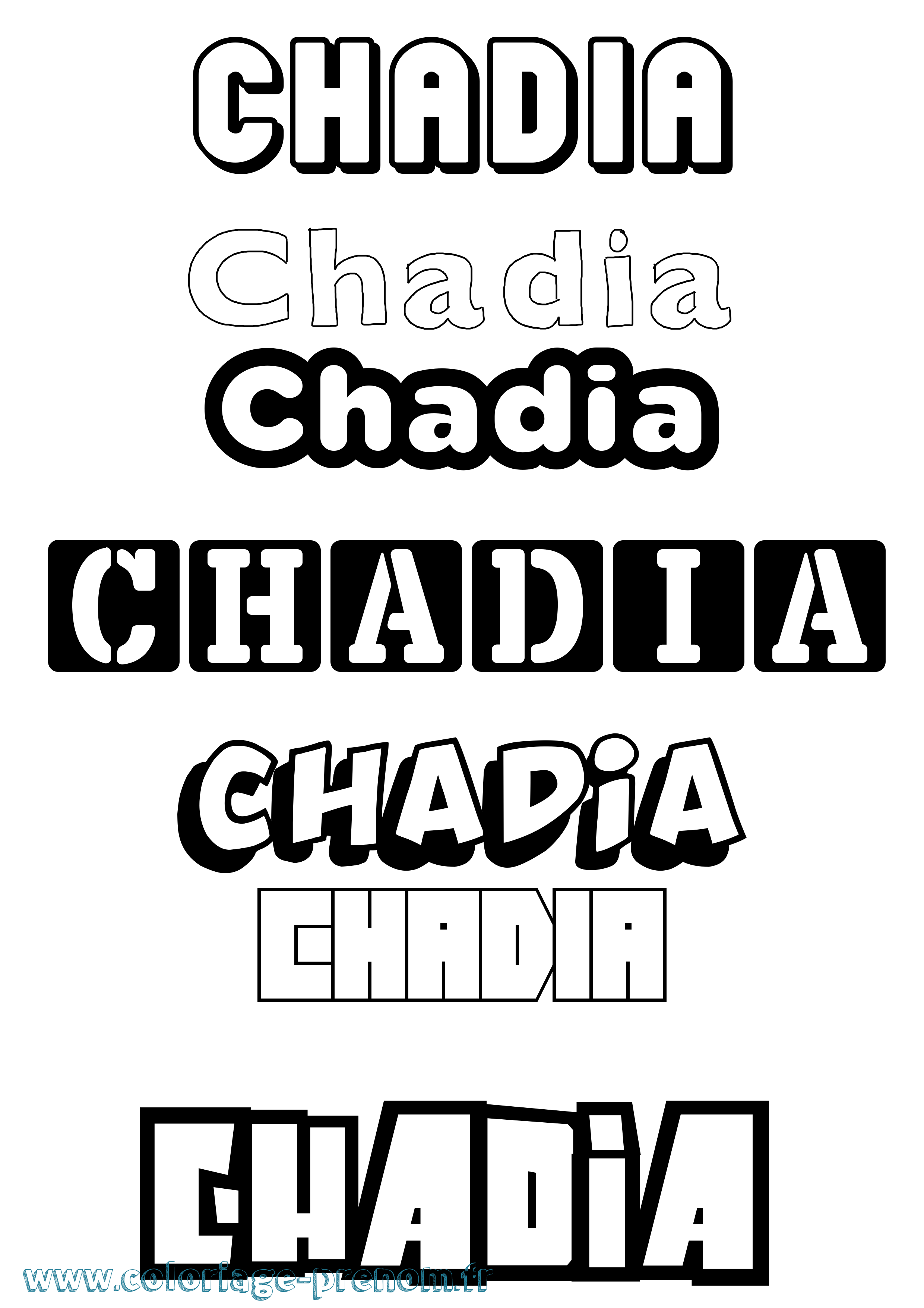 Coloriage Chadia Simple Coloriage prénom Chadia Simple