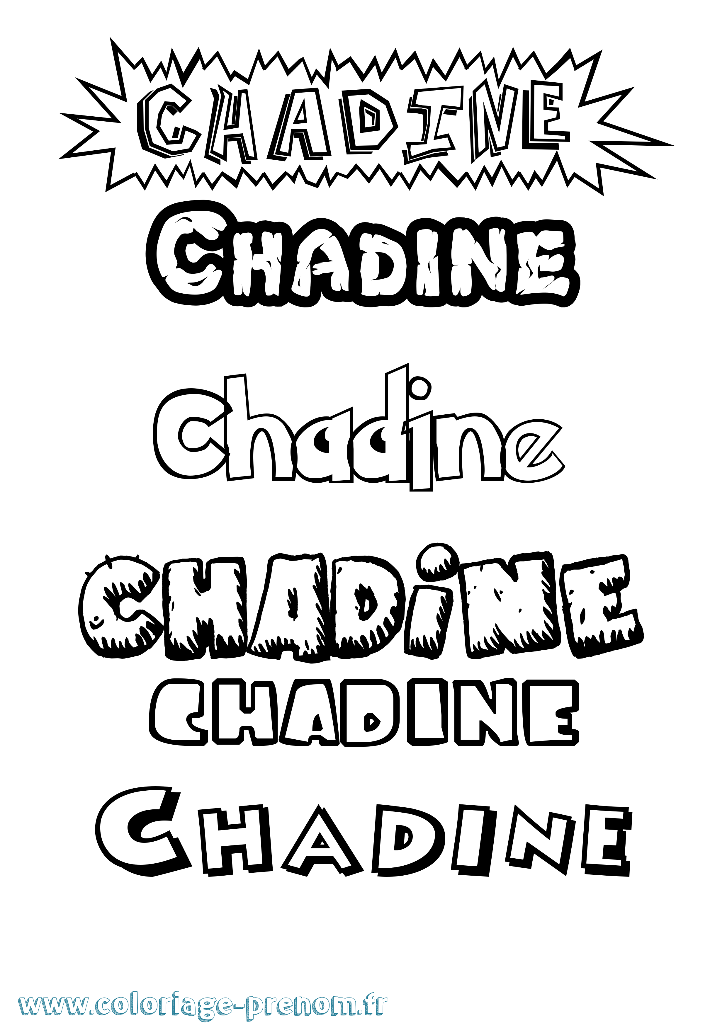 Coloriage Chadine Dessin Animé Coloriage prénom Chadine Dessin Animé
