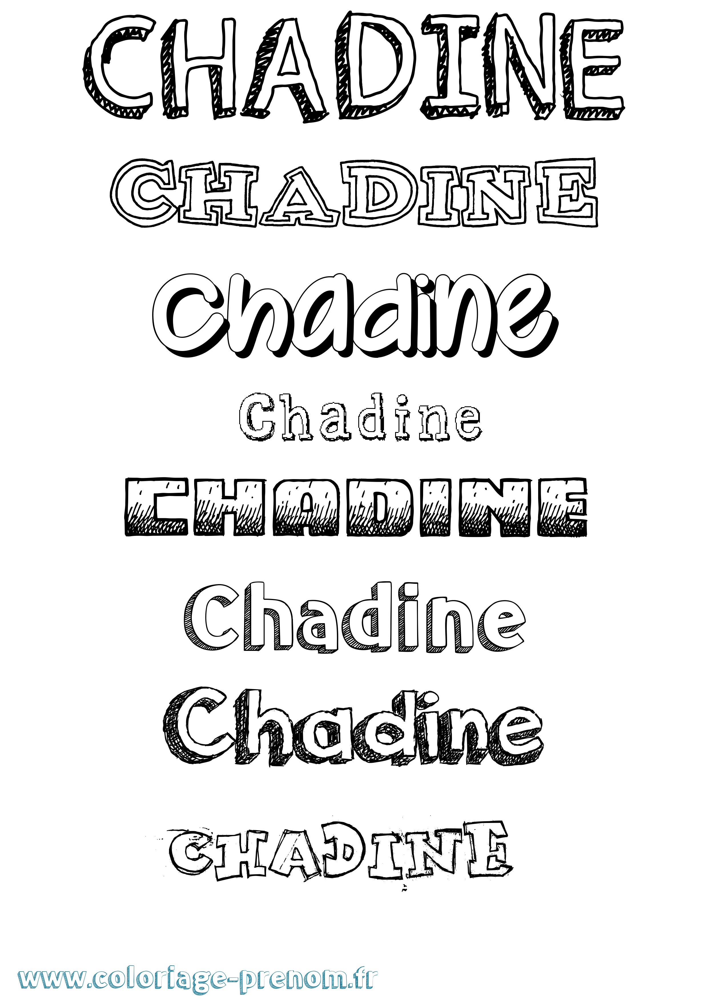 Coloriage Chadine Dessiné Coloriage prénom Chadine Dessiné