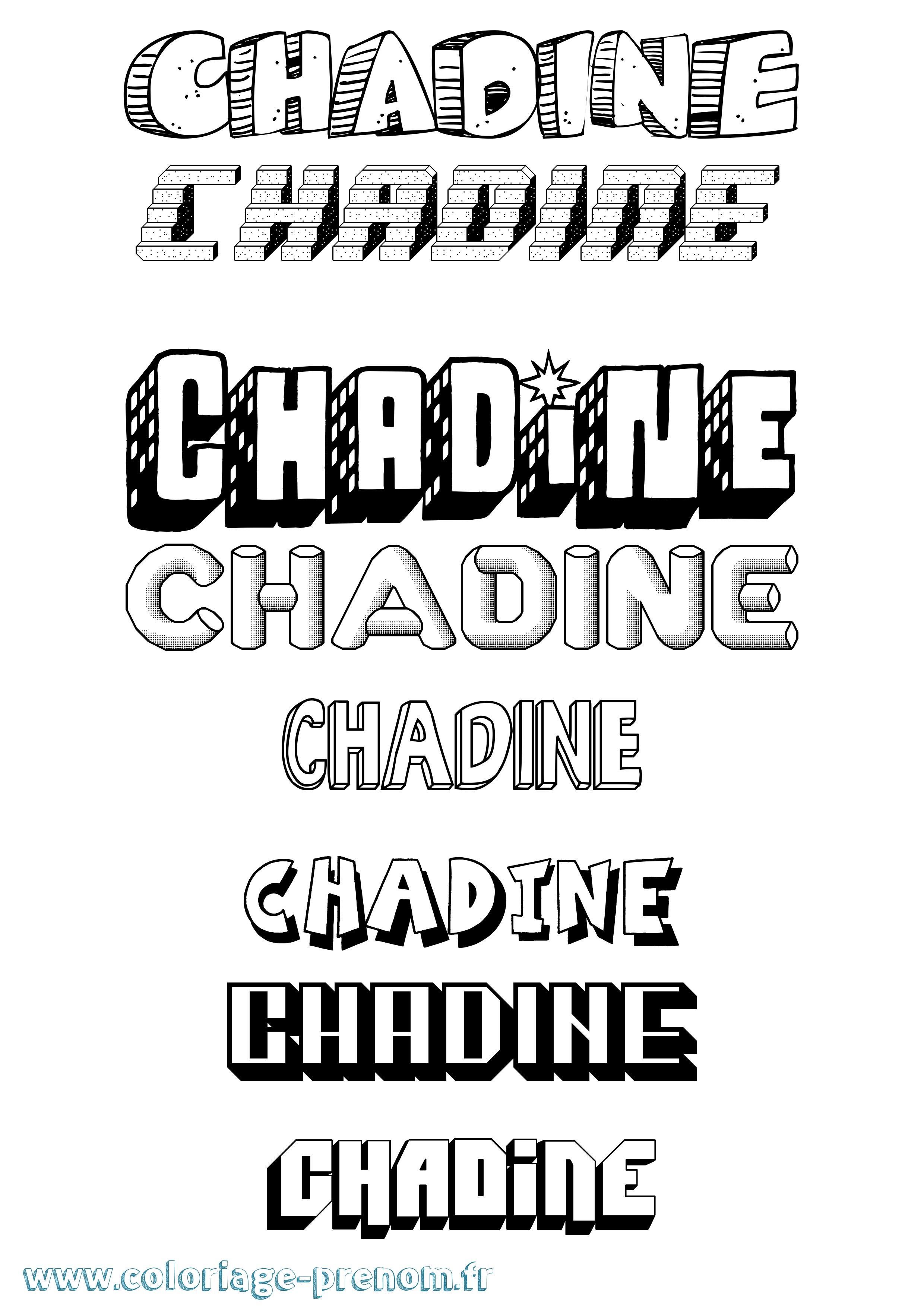 Coloriage Chadine Effet 3D Coloriage prénom Chadine Effet 3D