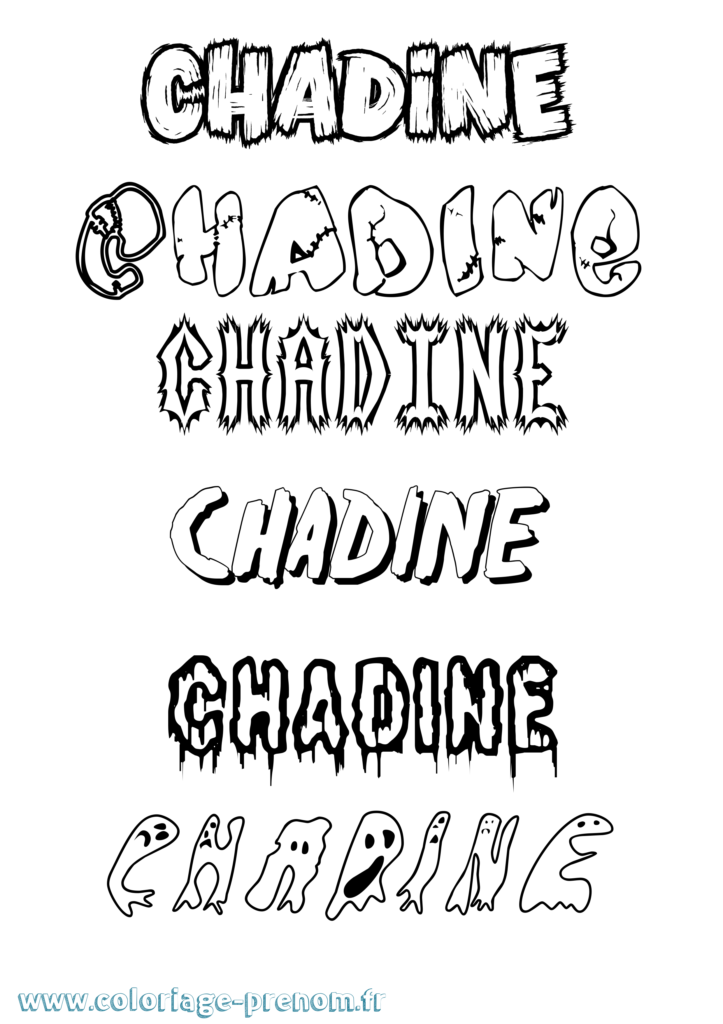 Coloriage Chadine Frisson Coloriage prénom Chadine Frisson
