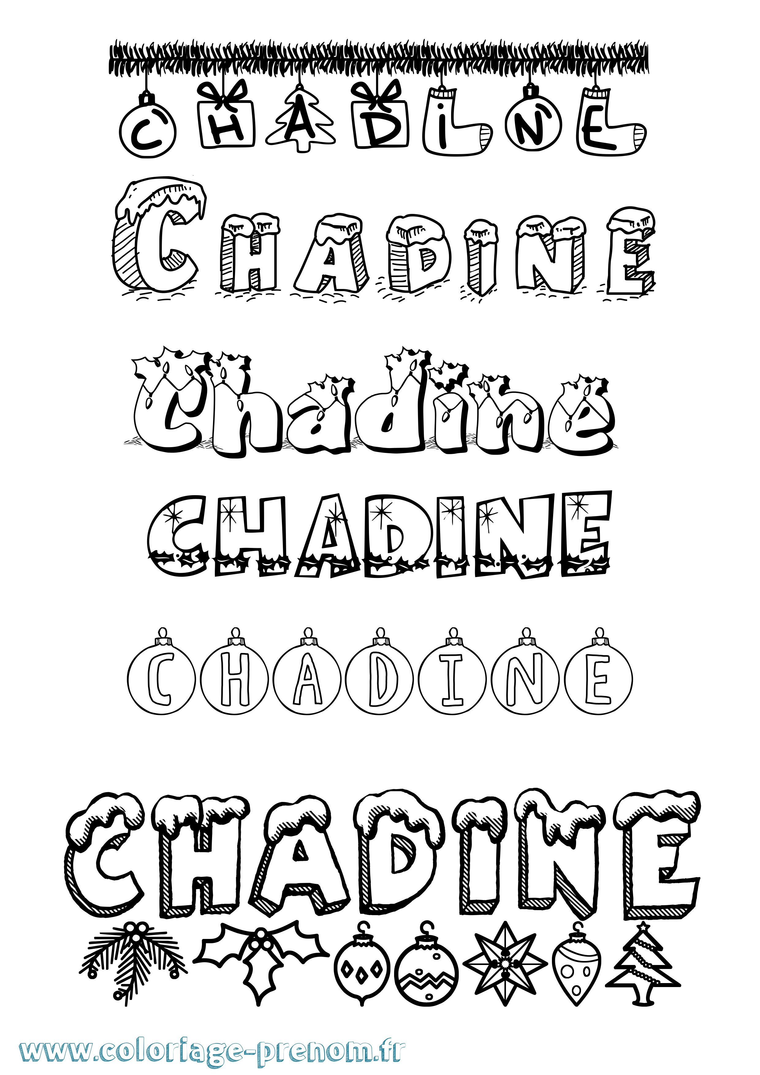 Coloriage Chadine Noël Coloriage prénom Chadine Noël