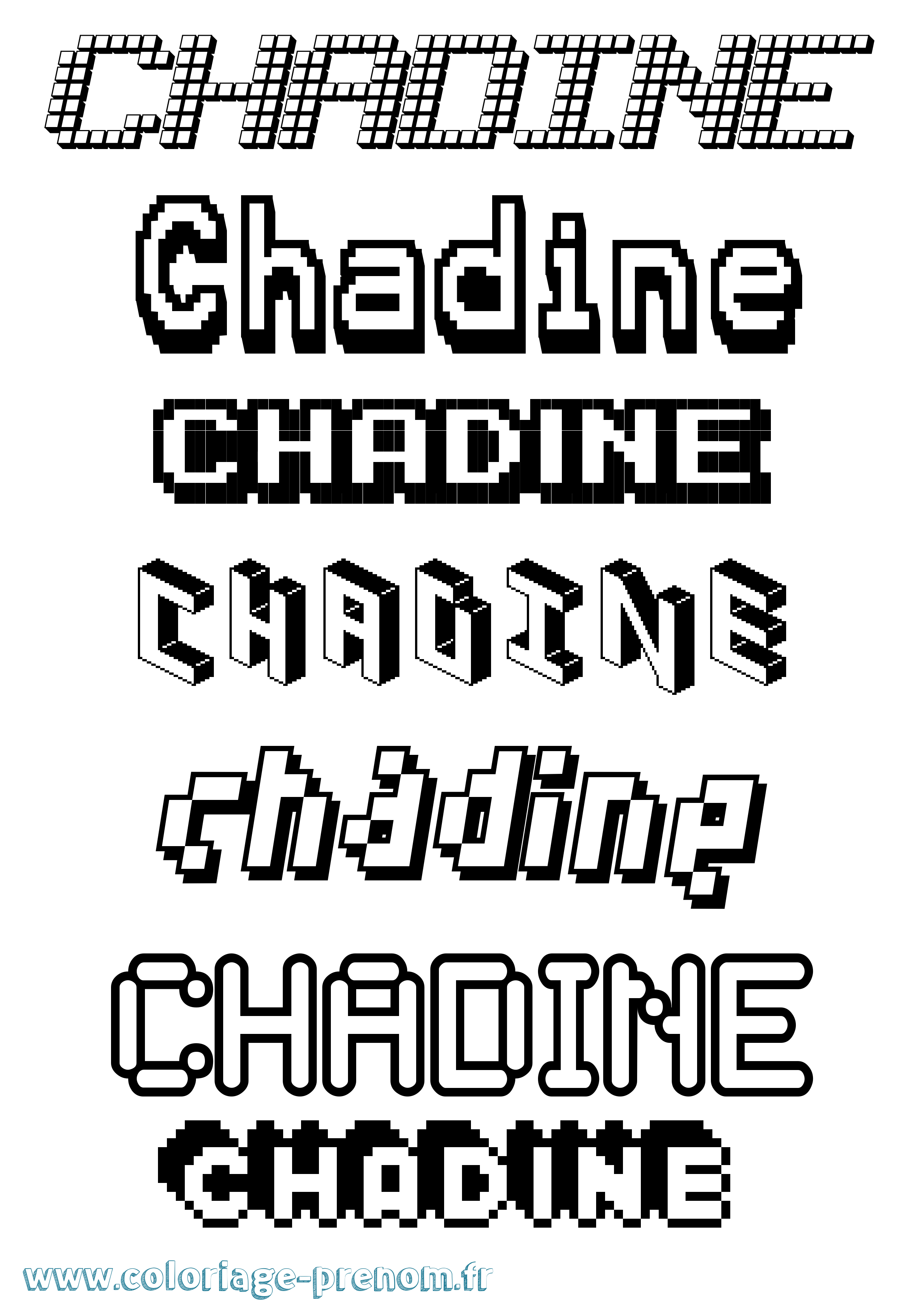 Coloriage Chadine Pixel Coloriage prénom Chadine Pixel