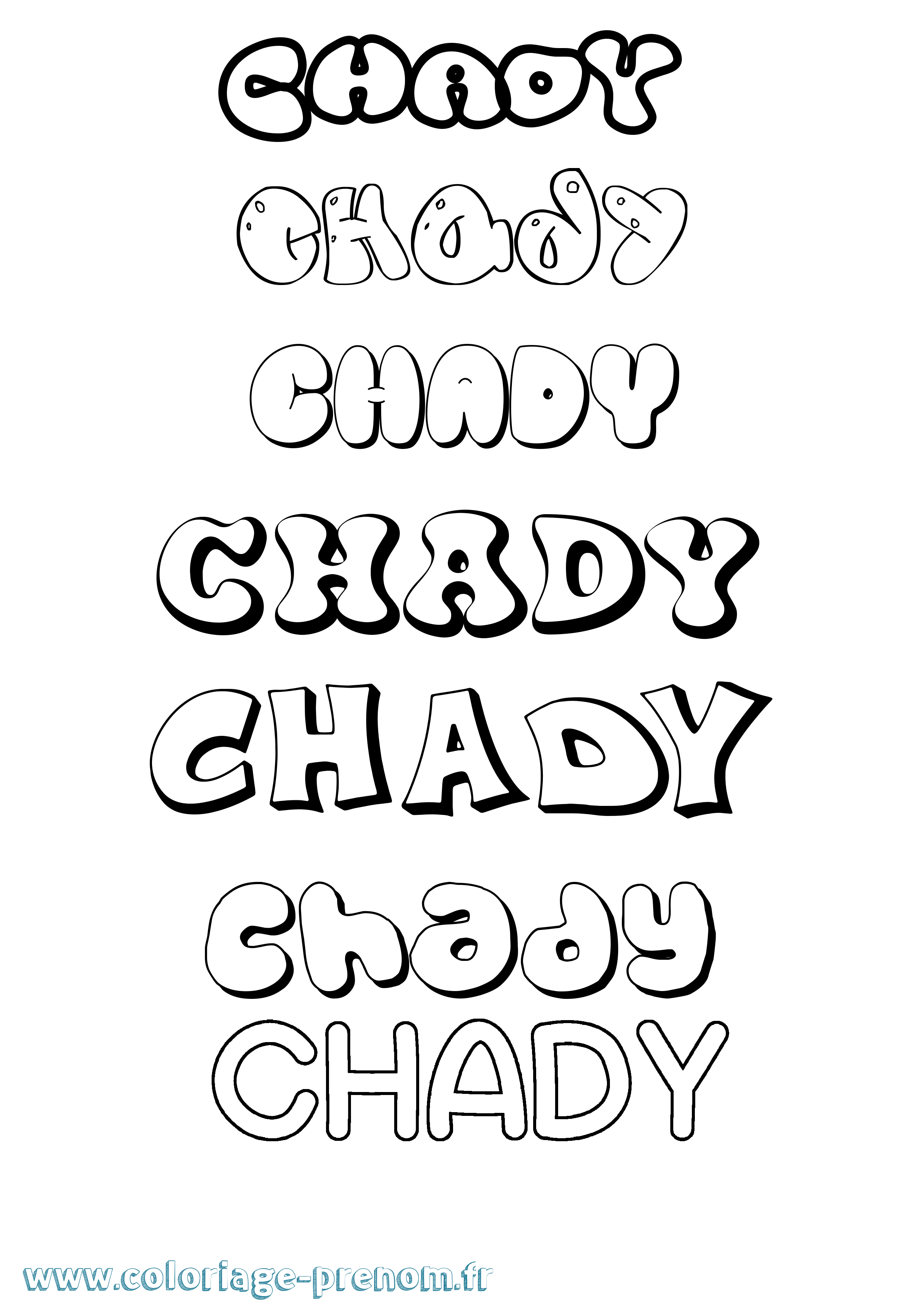 Coloriage Chady Bubble Coloriage prénom Chady Bubble