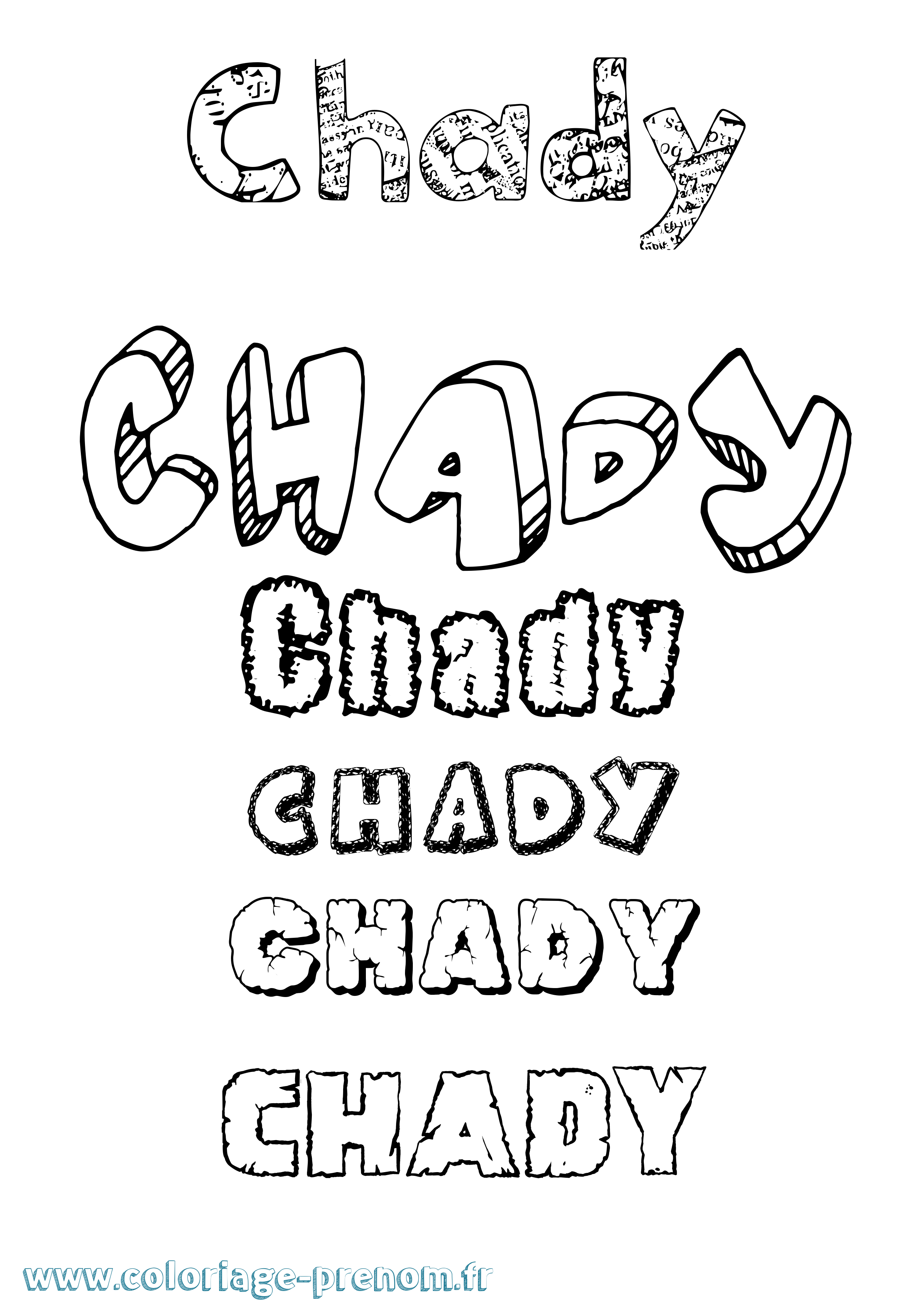 Coloriage Chady Destructuré Coloriage prénom Chady Destructuré