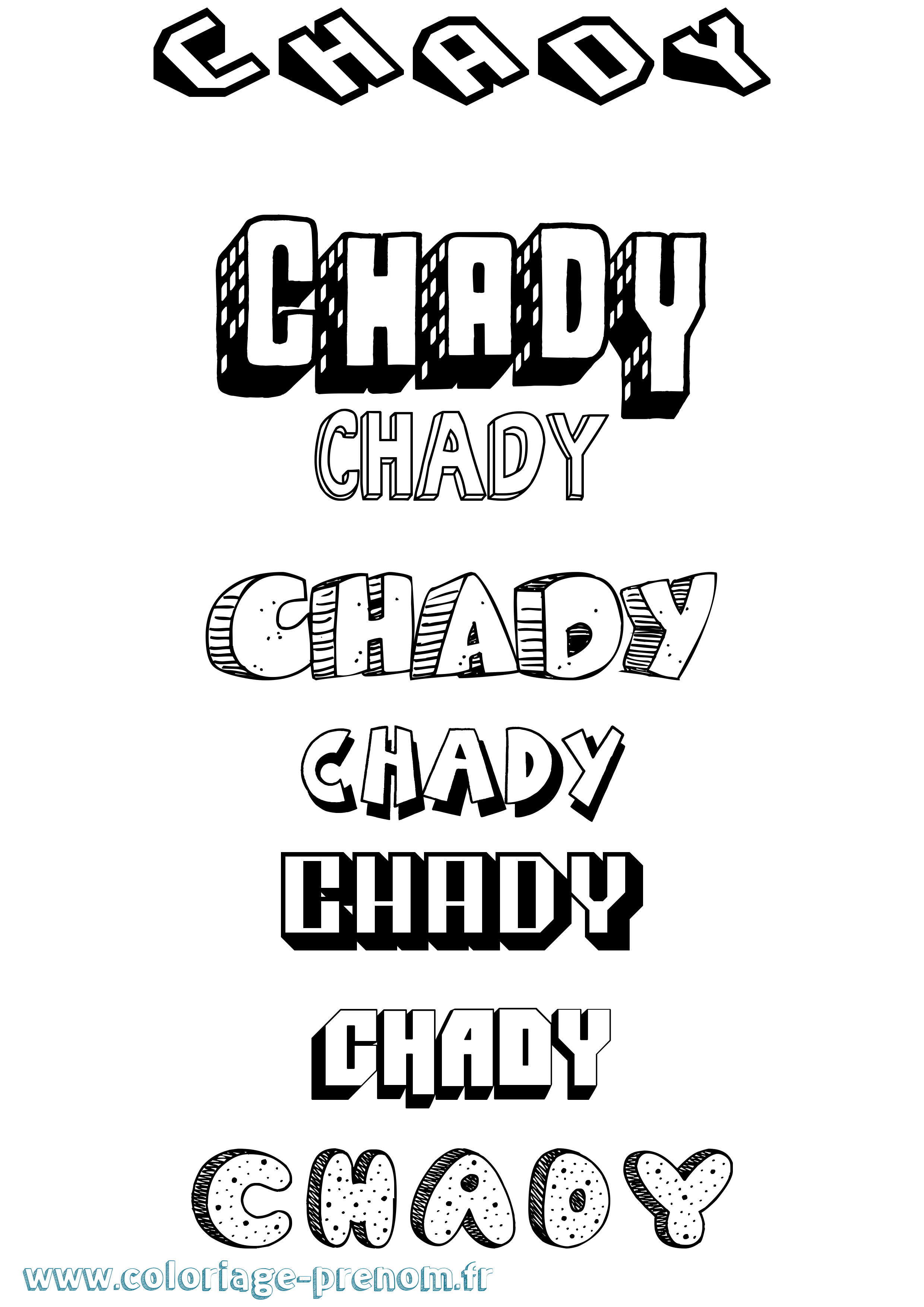 Coloriage Chady Effet 3D Coloriage prénom Chady Effet 3D