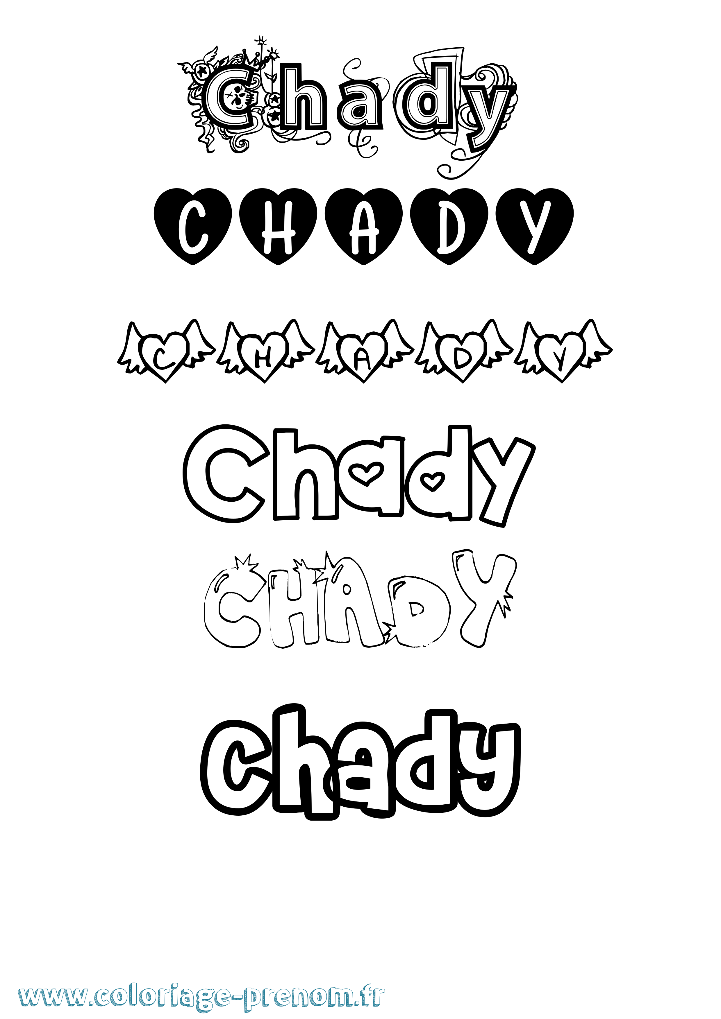 Coloriage Chady Girly Coloriage prénom Chady Girly