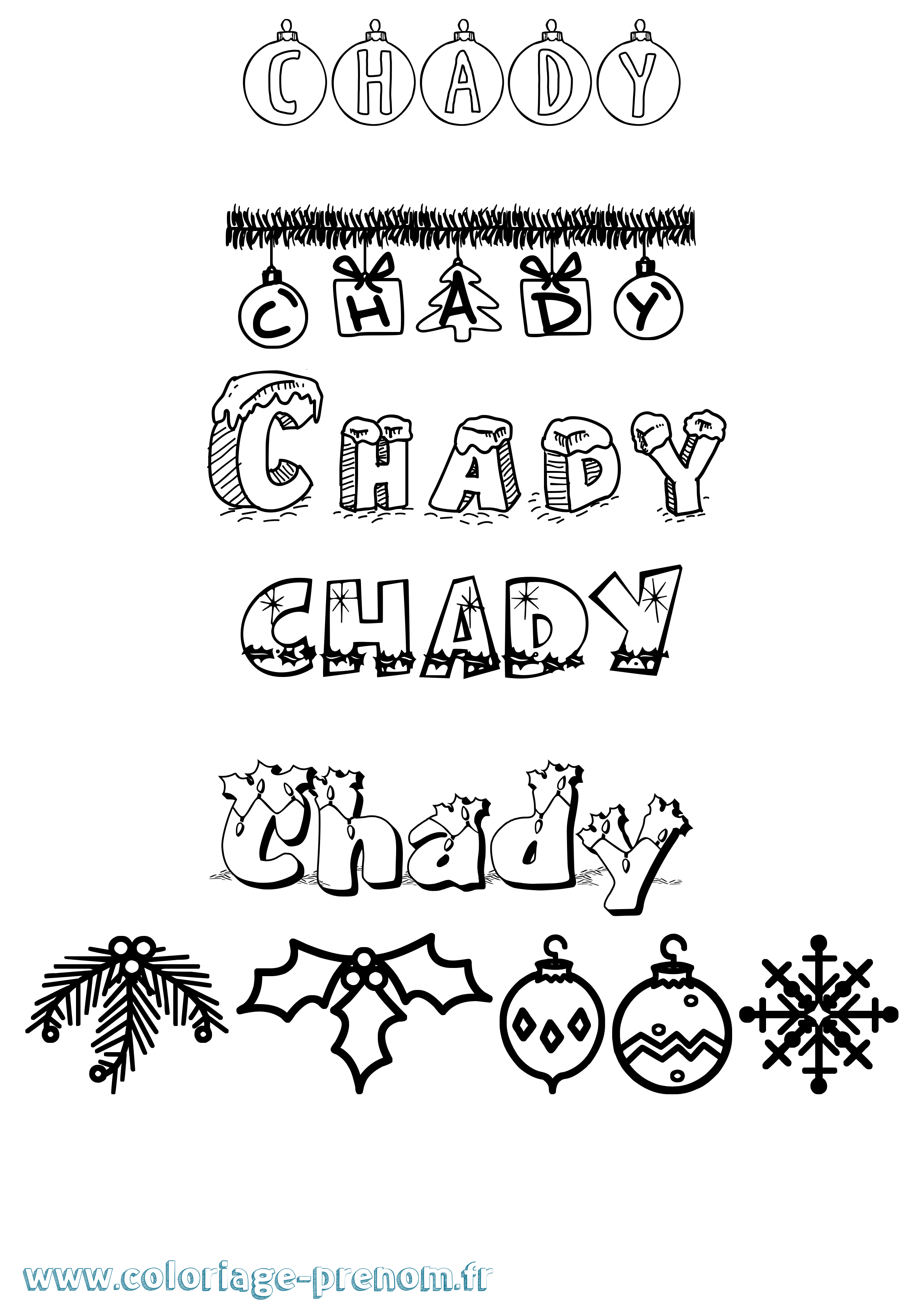 Coloriage Chady Noël Coloriage prénom Chady Noël