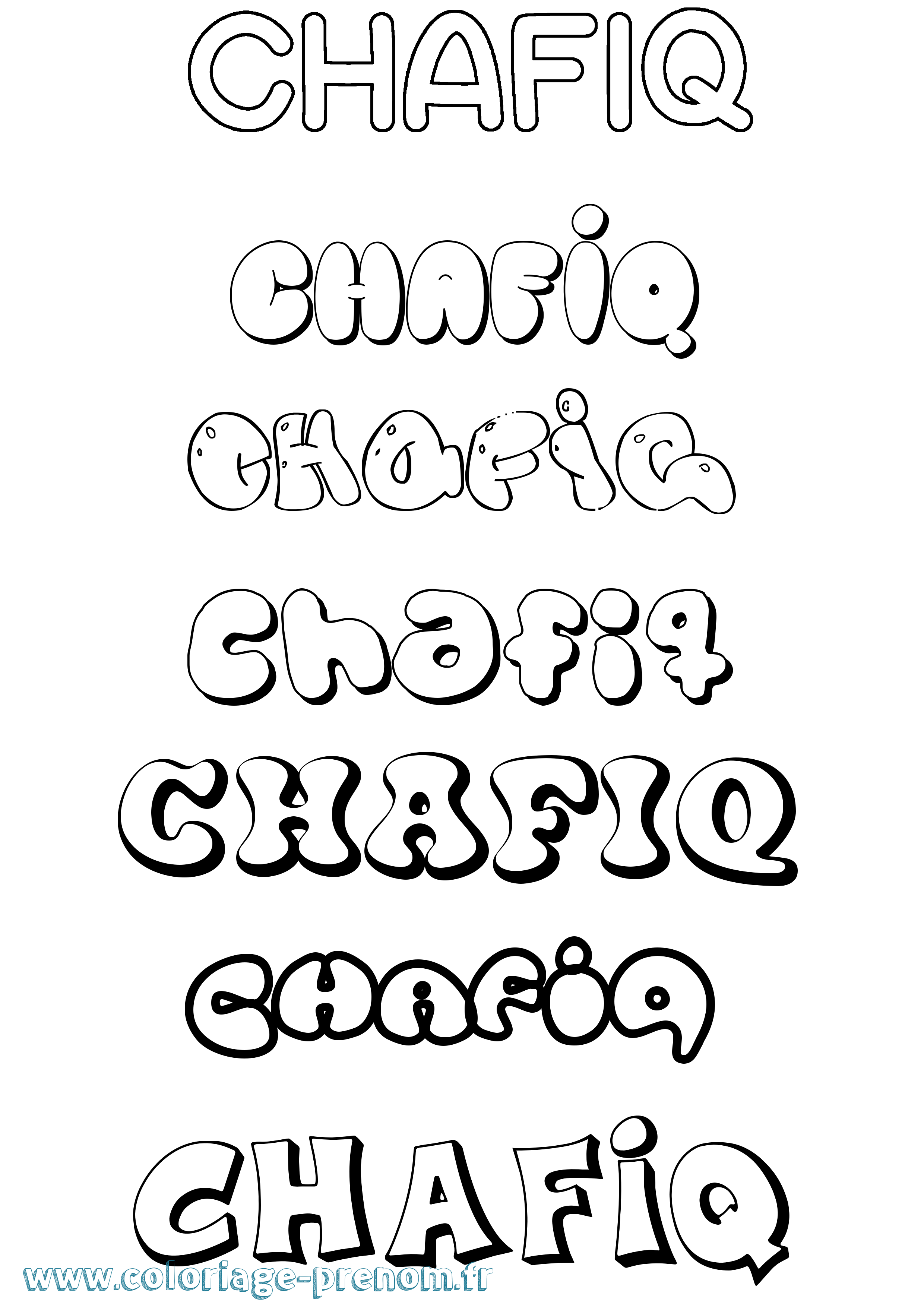Coloriage Chafiq Bubble Coloriage prénom Chafiq Bubble