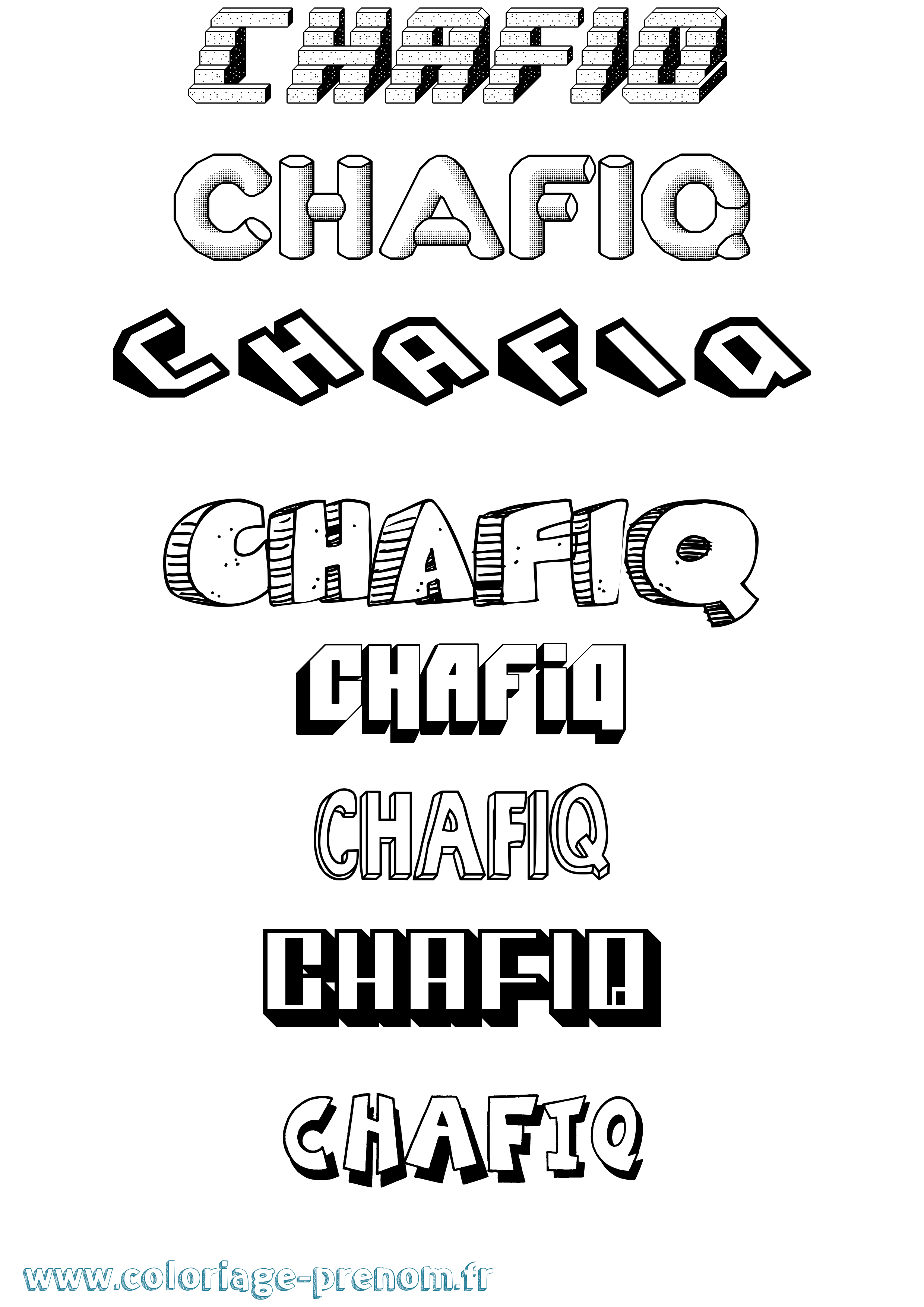 Coloriage Chafiq Effet 3D Coloriage prénom Chafiq Effet 3D