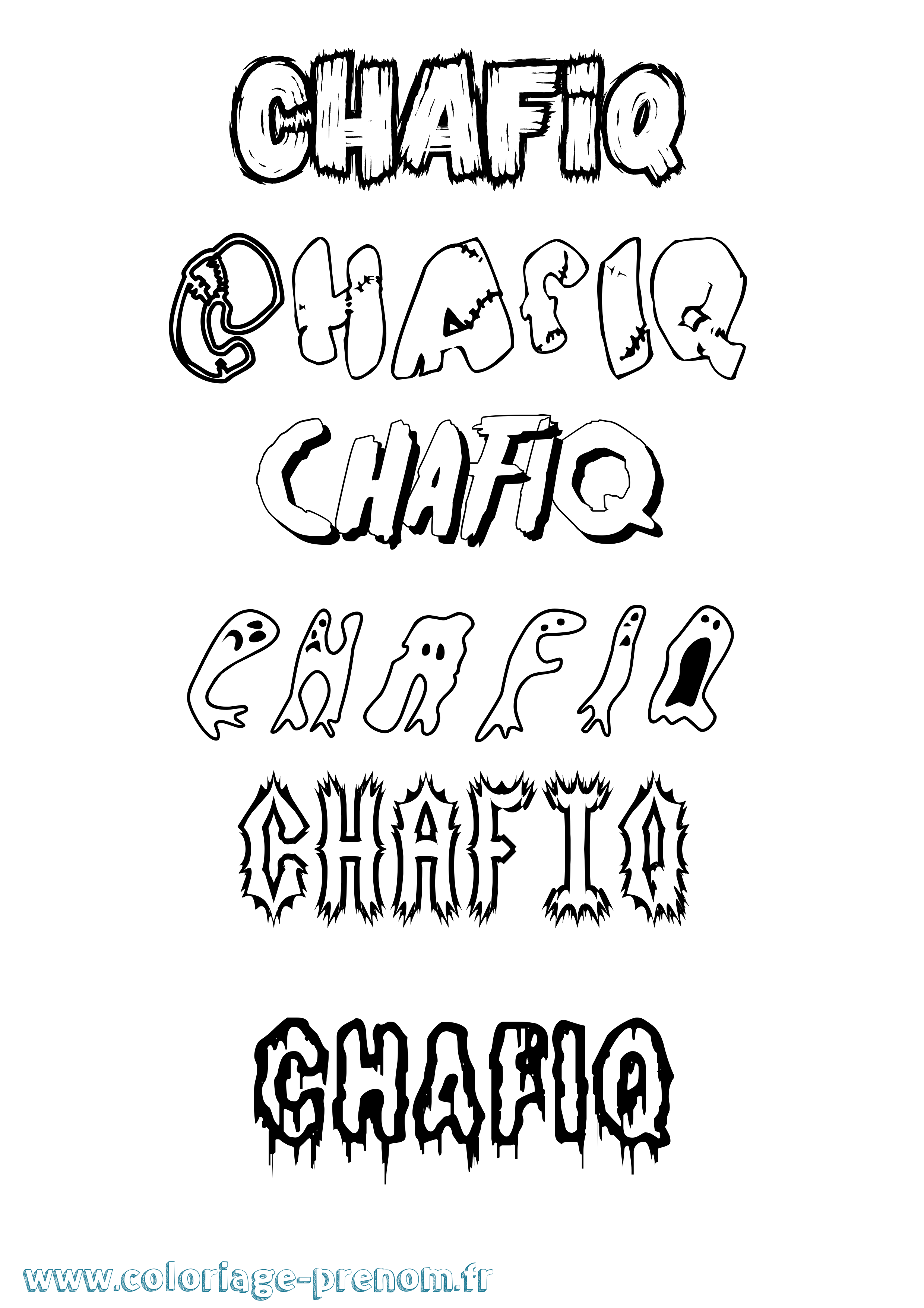 Coloriage Chafiq Frisson Coloriage prénom Chafiq Frisson