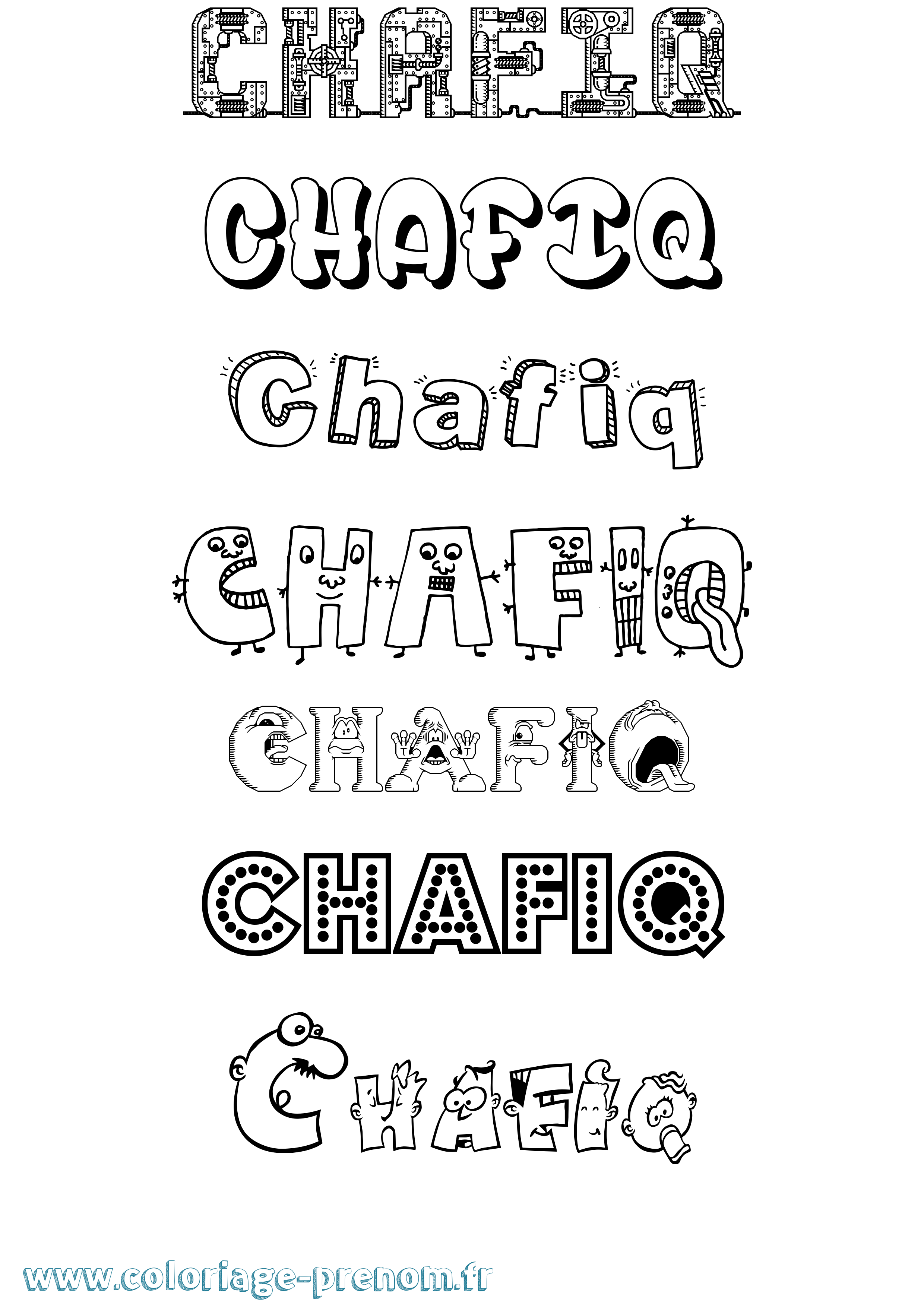 Coloriage Chafiq Fun Coloriage prénom Chafiq Fun