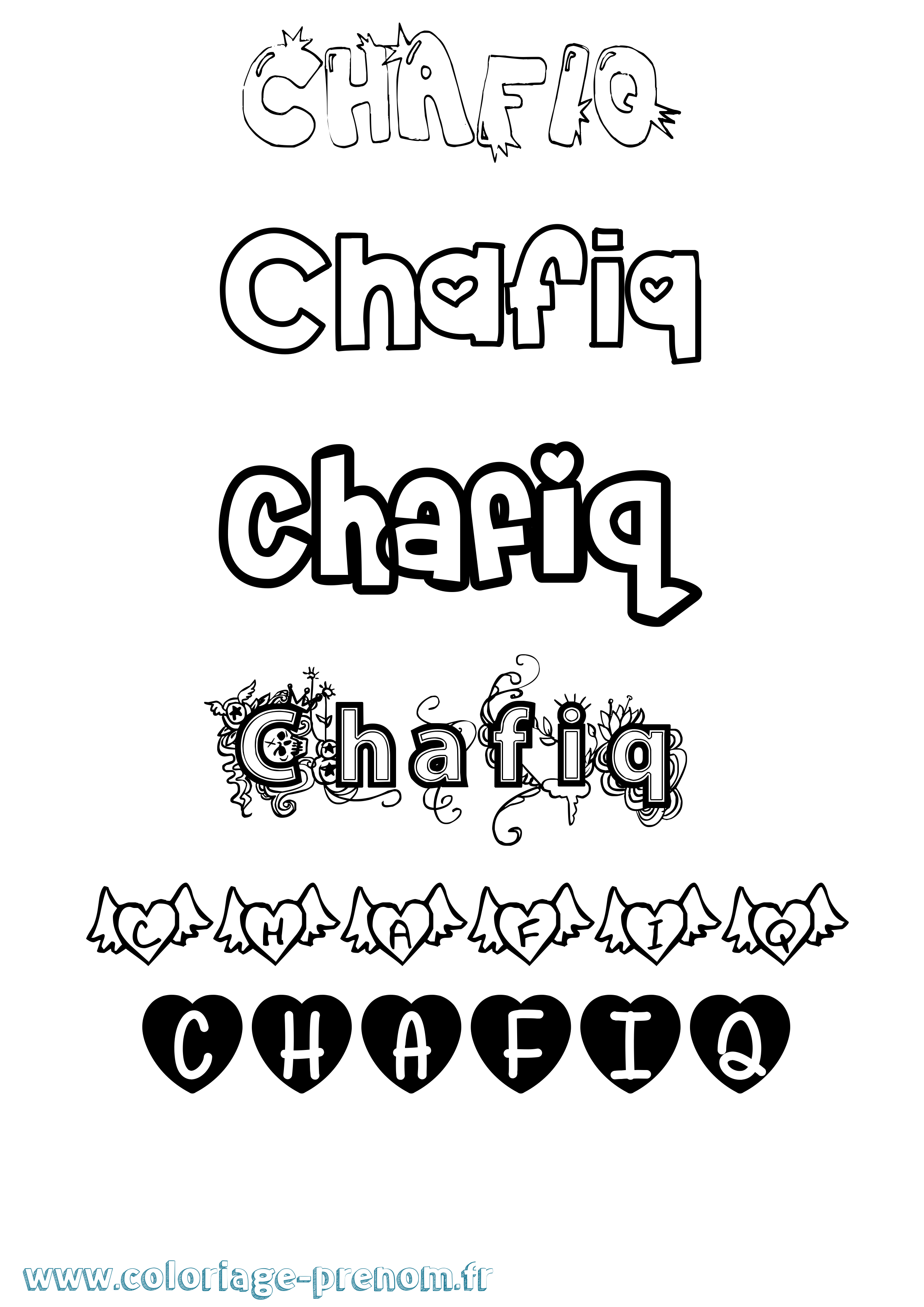 Coloriage Chafiq Girly Coloriage prénom Chafiq Girly