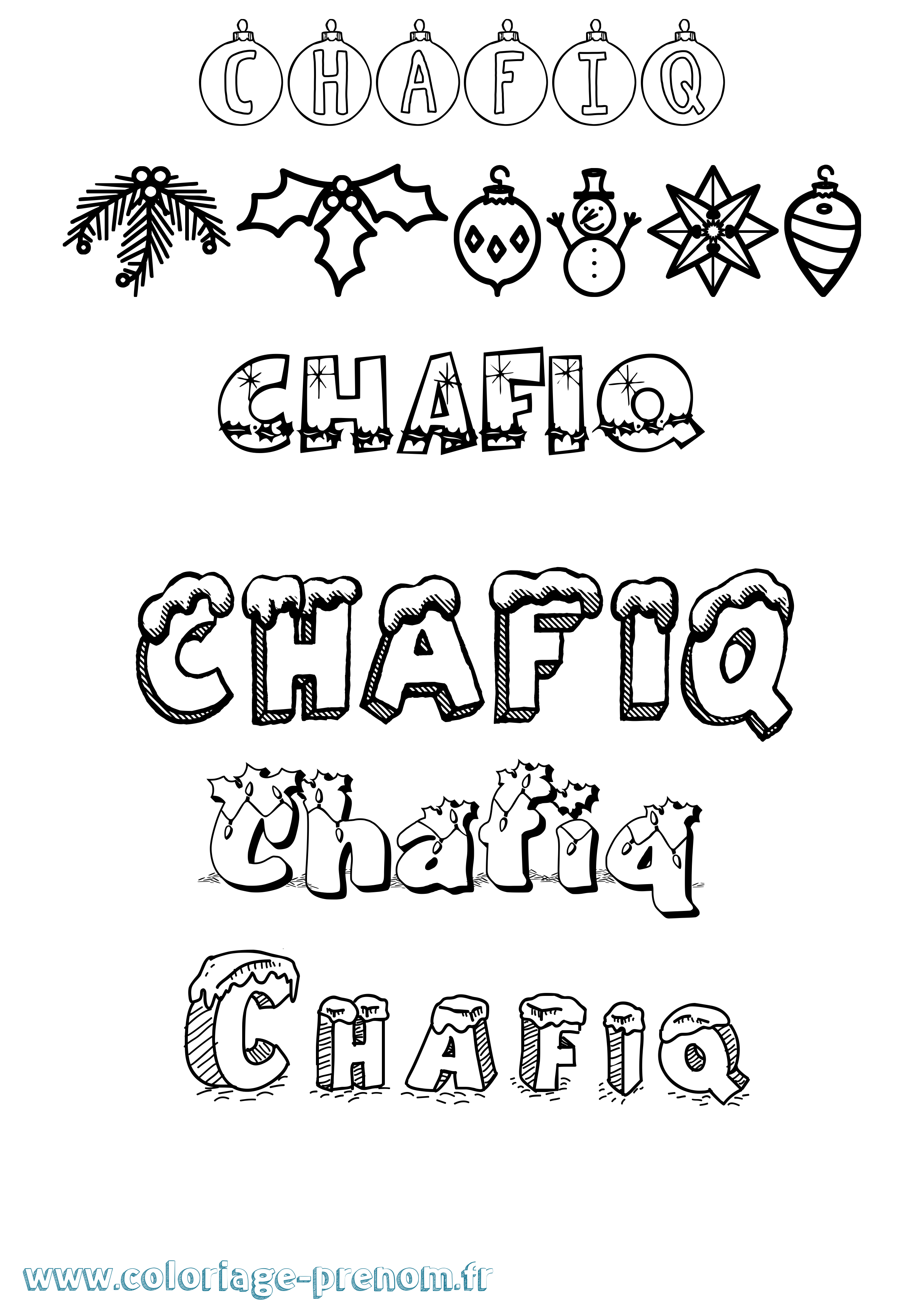 Coloriage Chafiq Noël Coloriage prénom Chafiq Noël