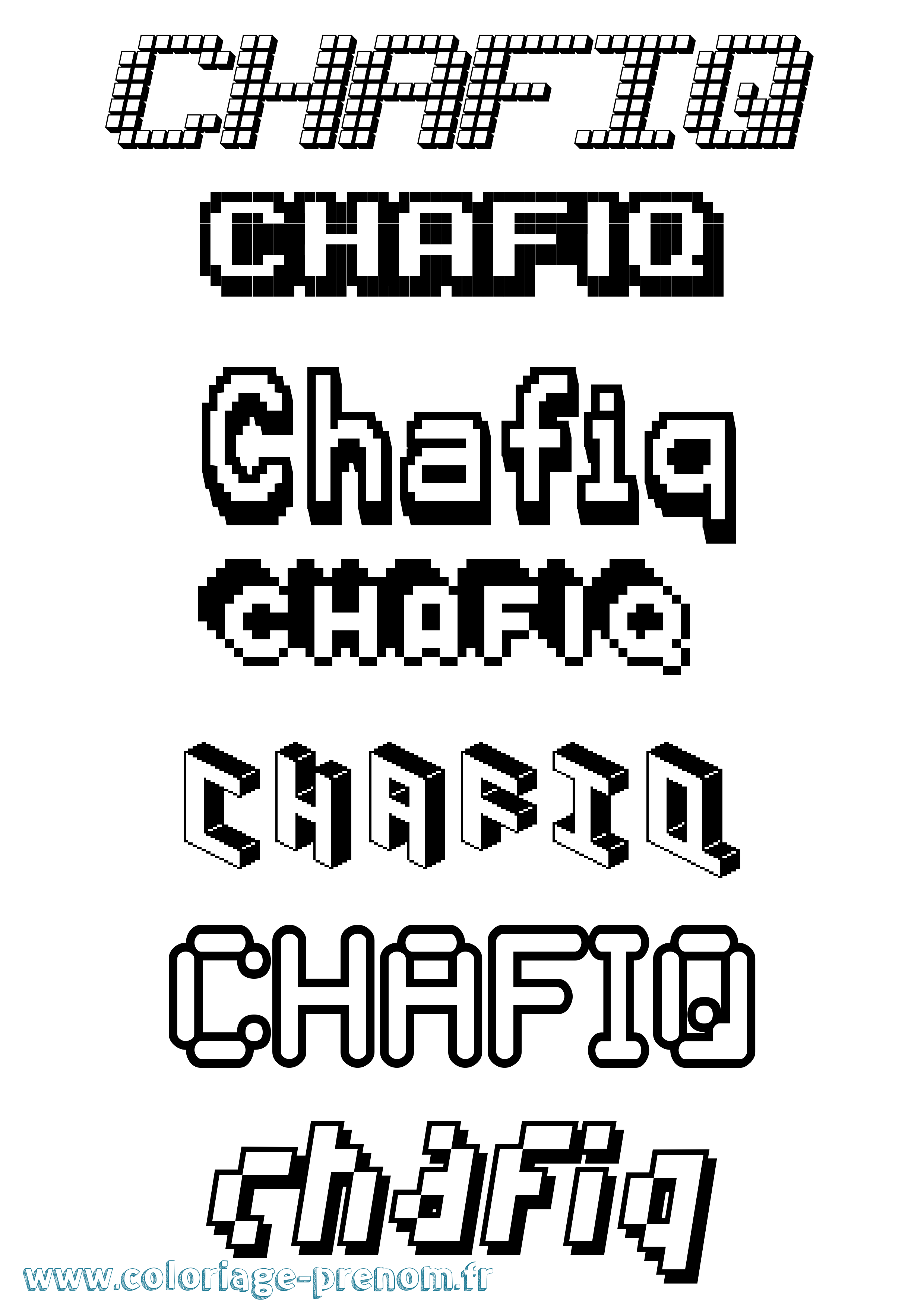 Coloriage Chafiq Pixel Coloriage prénom Chafiq Pixel