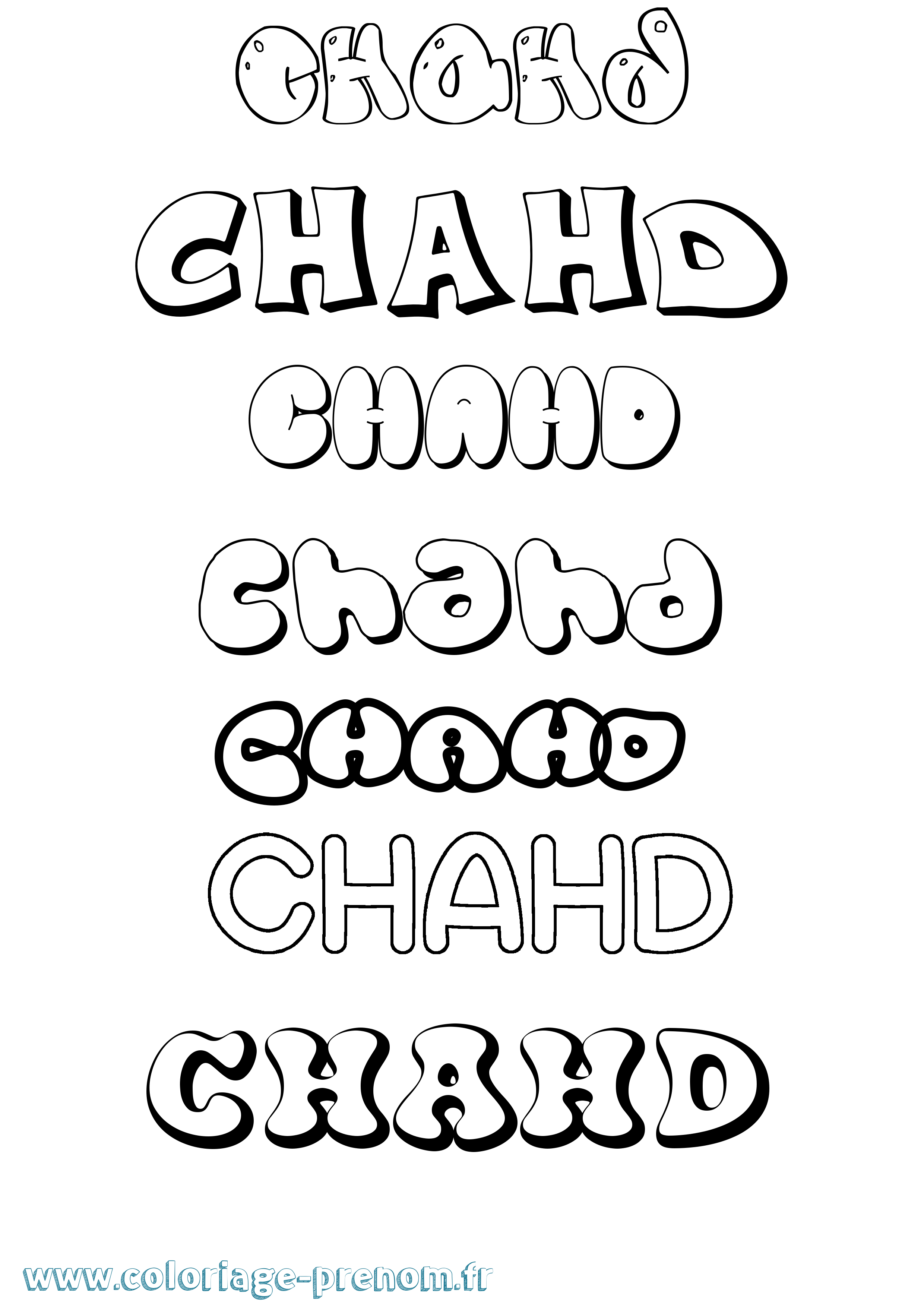 Coloriage Chahd Bubble Coloriage prénom Chahd Bubble