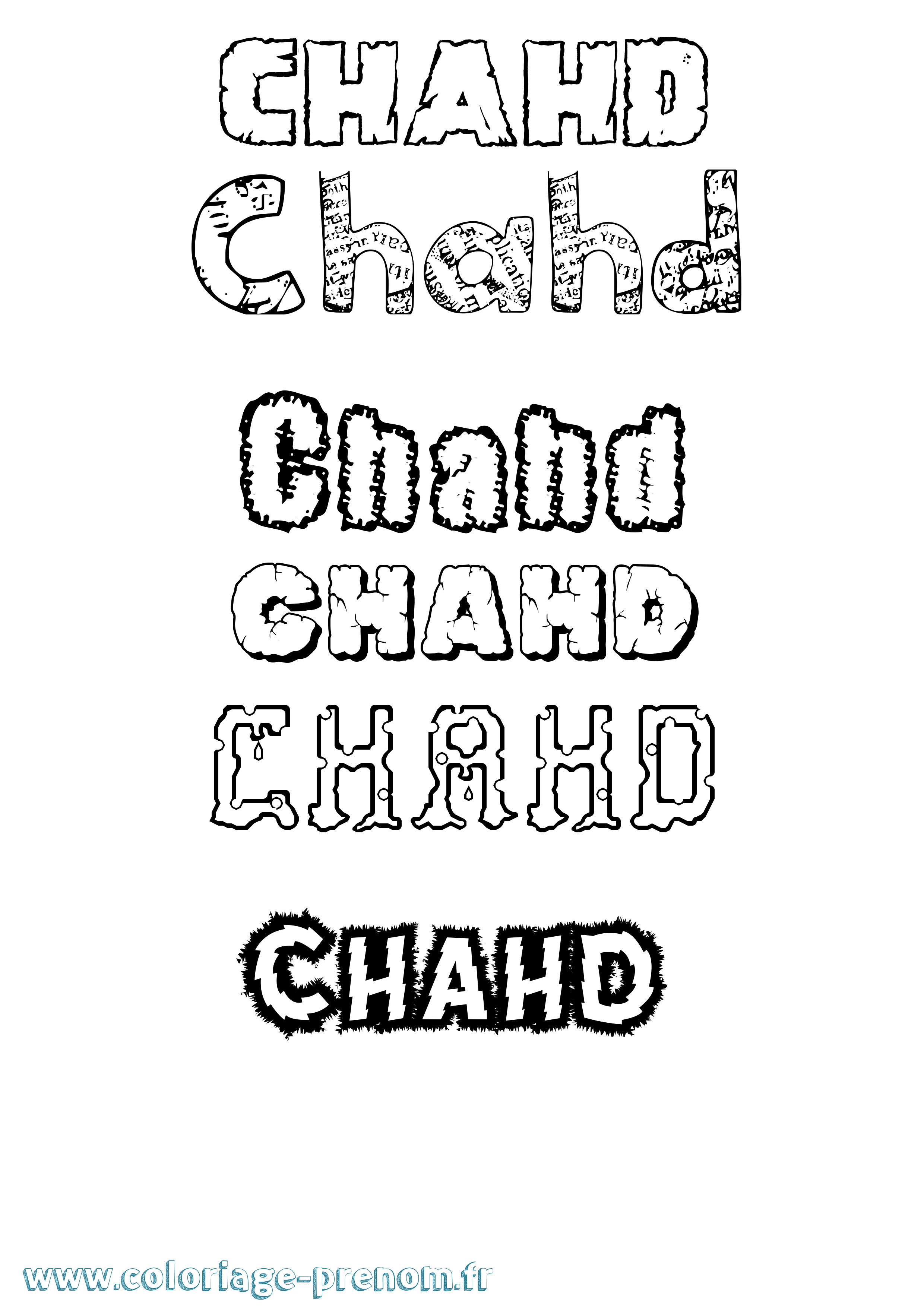 Coloriage Chahd Destructuré Coloriage prénom Chahd Destructuré