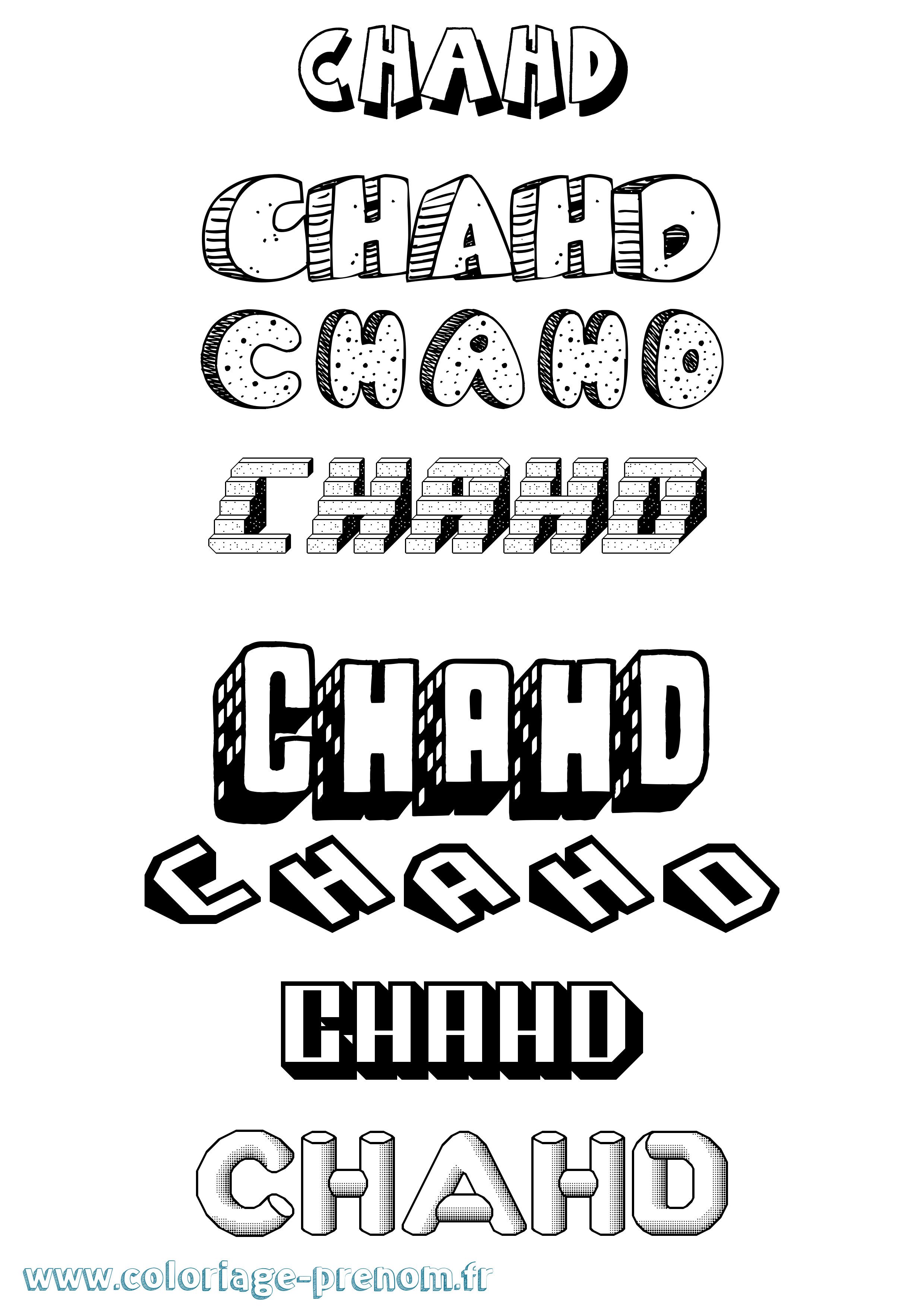 Coloriage Chahd Effet 3D Coloriage prénom Chahd Effet 3D
