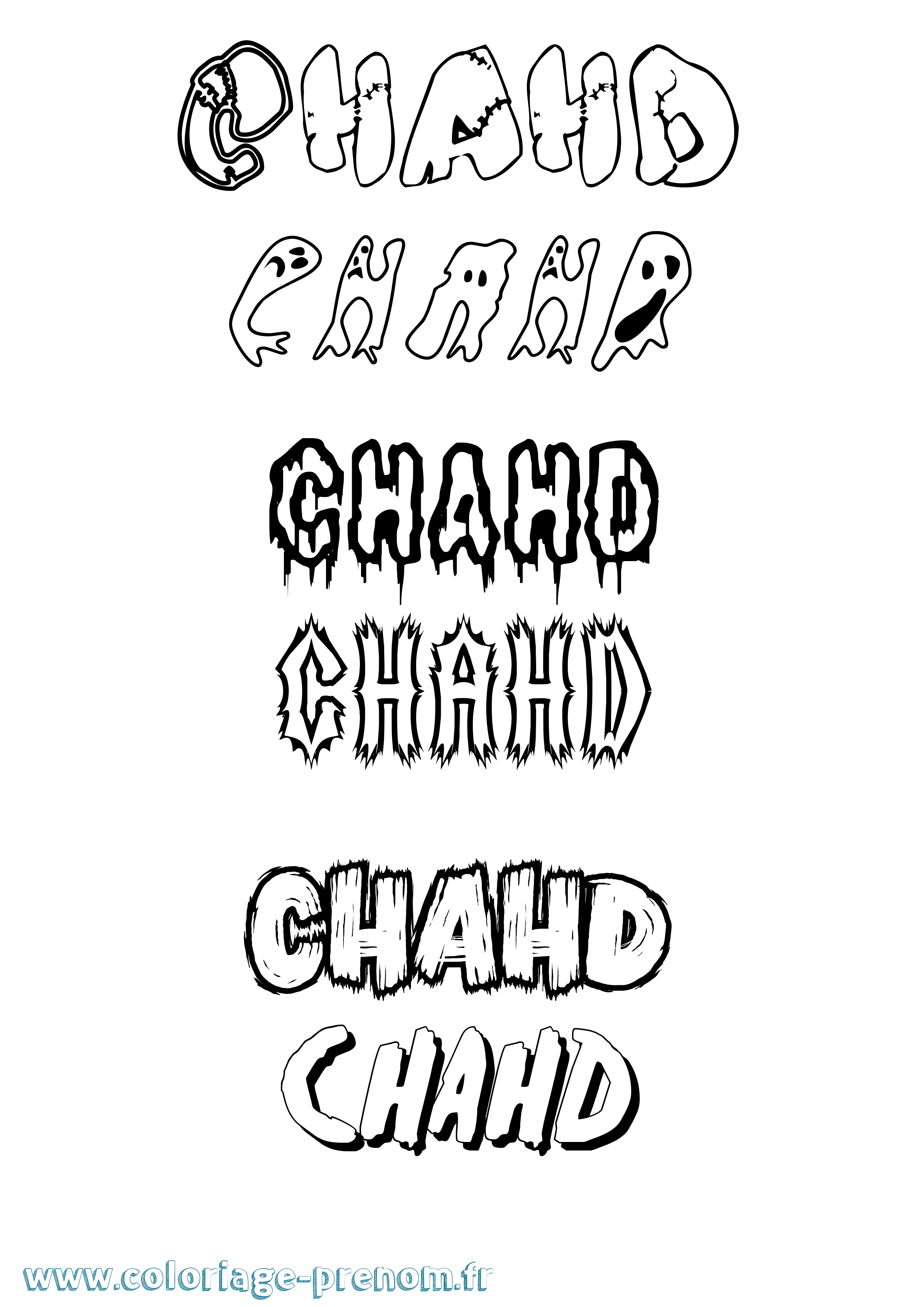 Coloriage Chahd Frisson Coloriage prénom Chahd Frisson