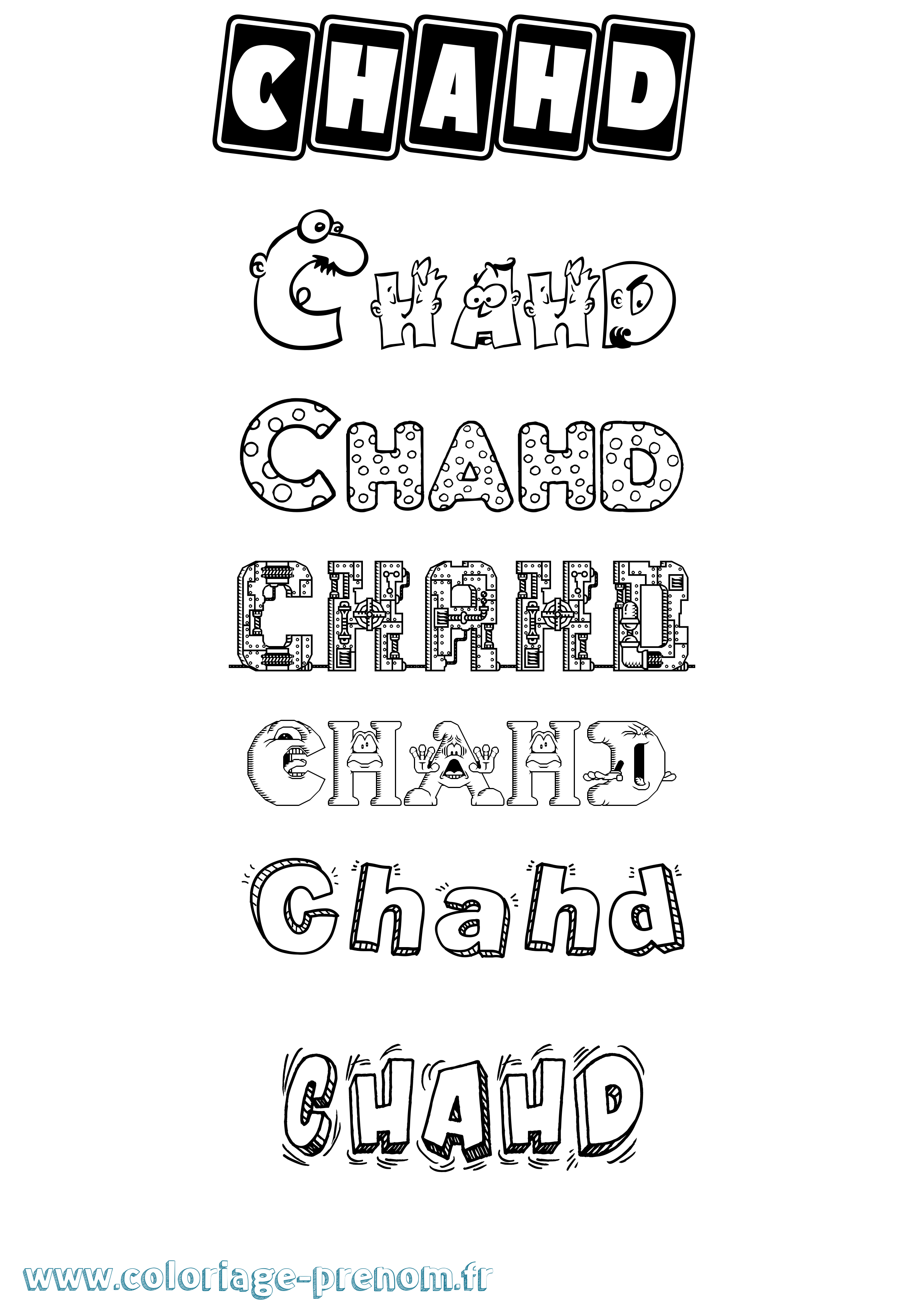 Coloriage Chahd Fun Coloriage prénom Chahd Fun