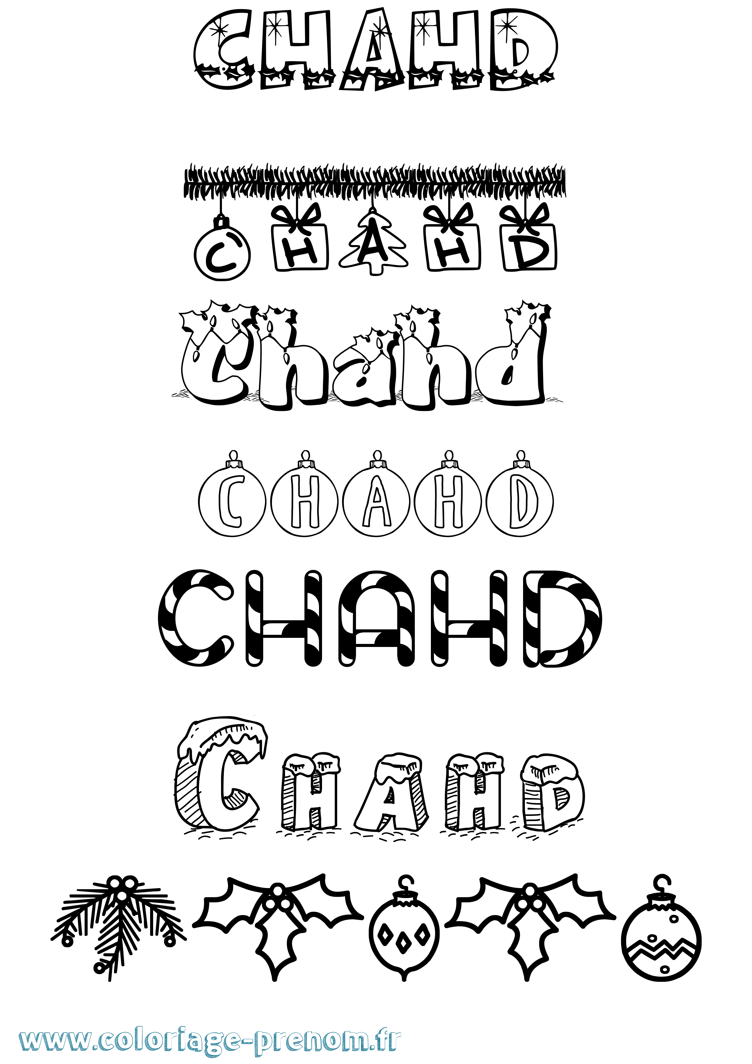 Coloriage Chahd Noël Coloriage prénom Chahd Noël