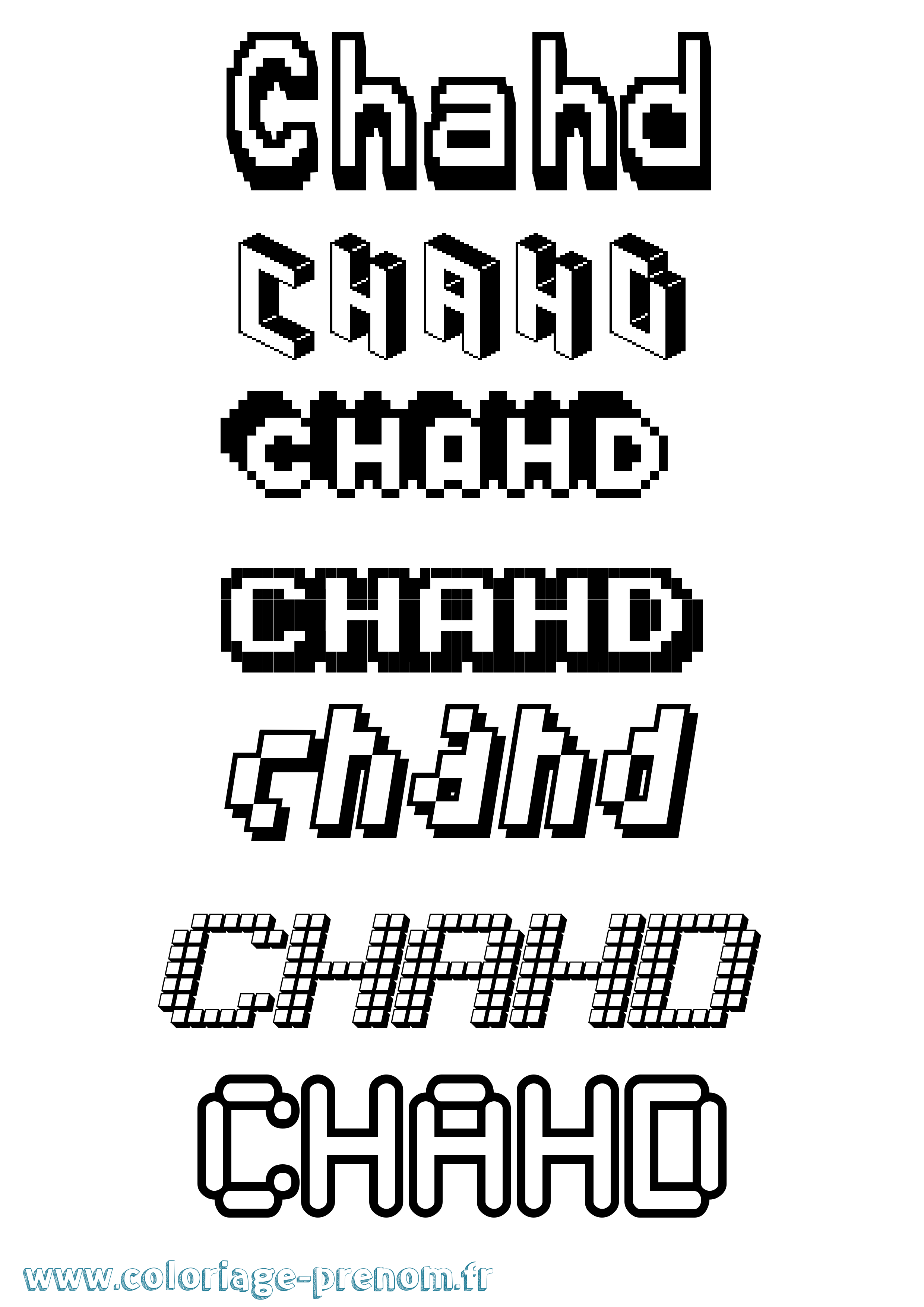 Coloriage Chahd Pixel Coloriage prénom Chahd Pixel