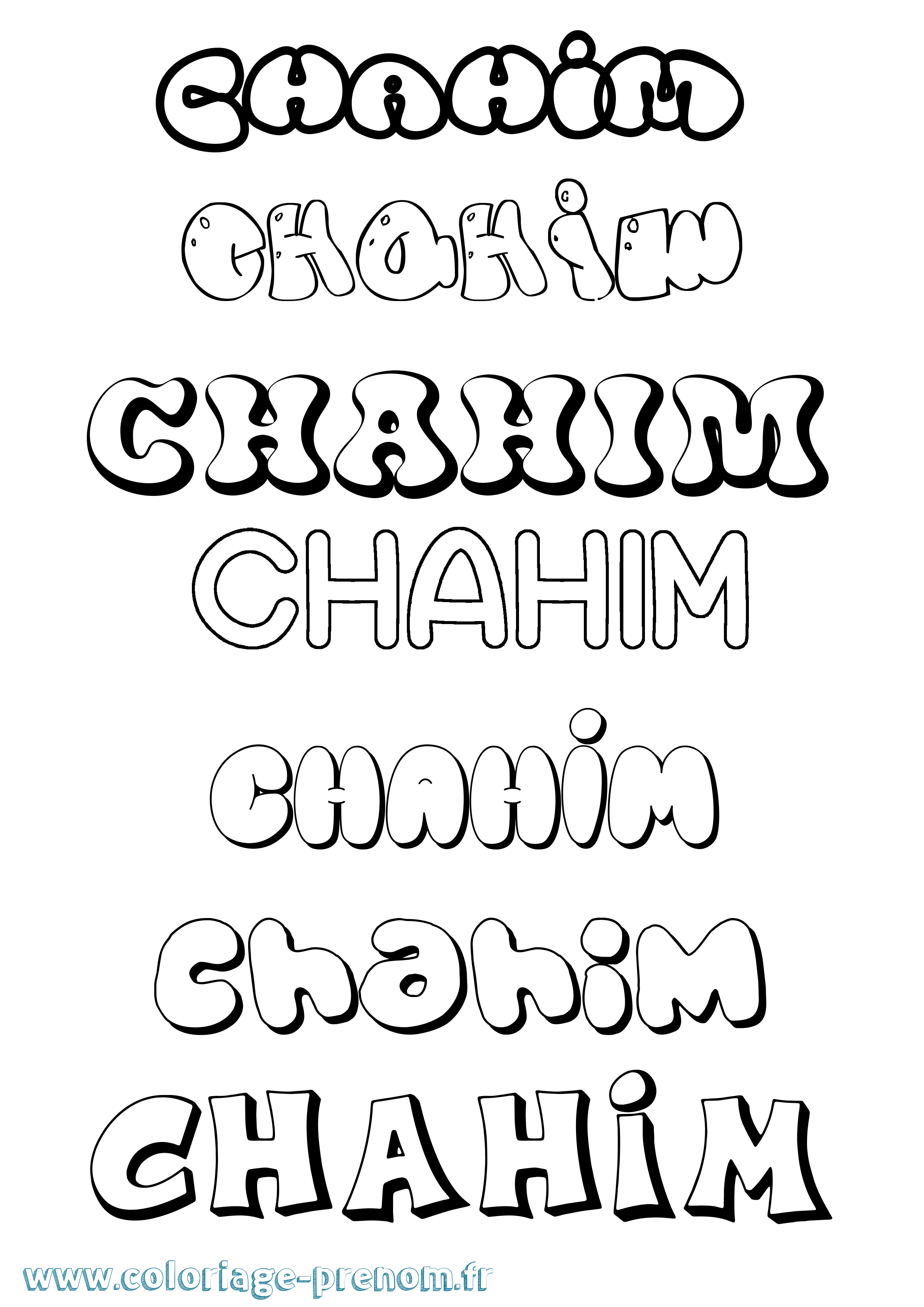 Coloriage Chahim Bubble Coloriage prénom Chahim Bubble