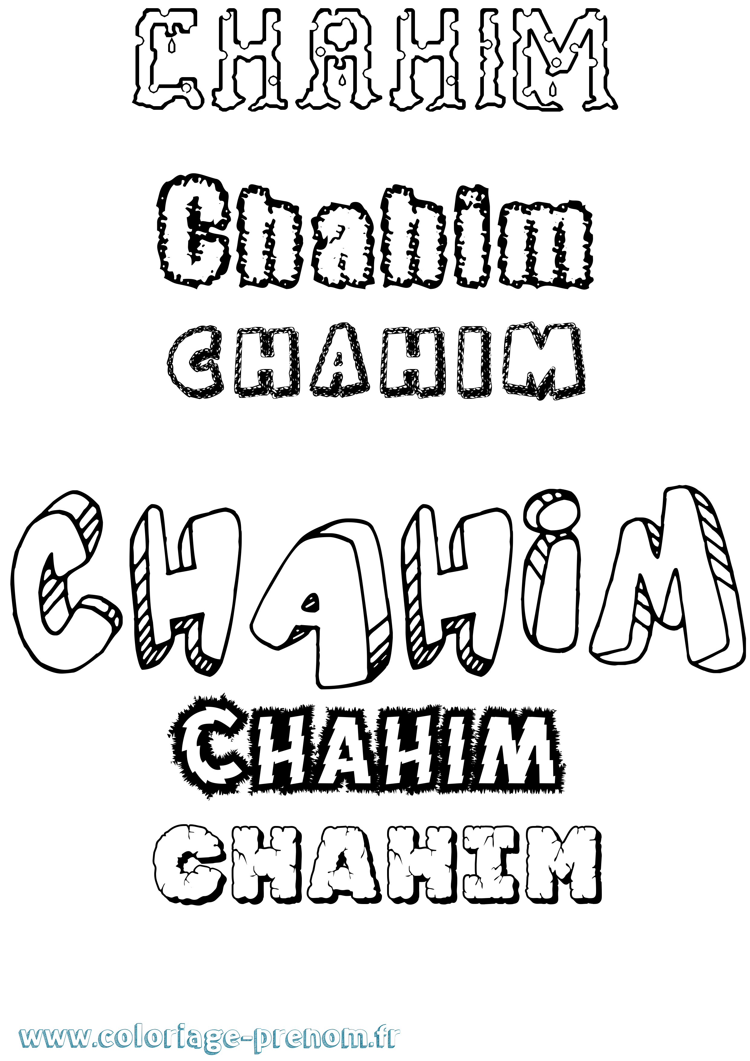 Coloriage Chahim Destructuré Coloriage prénom Chahim Destructuré