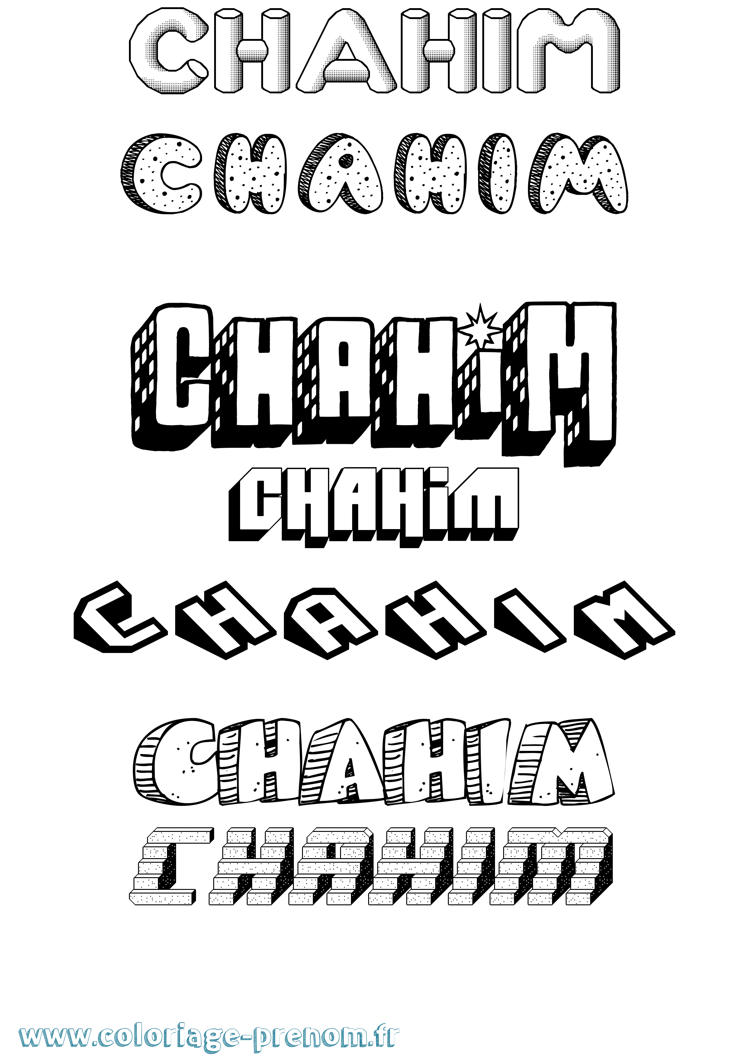 Coloriage Chahim Effet 3D Coloriage prénom Chahim Effet 3D
