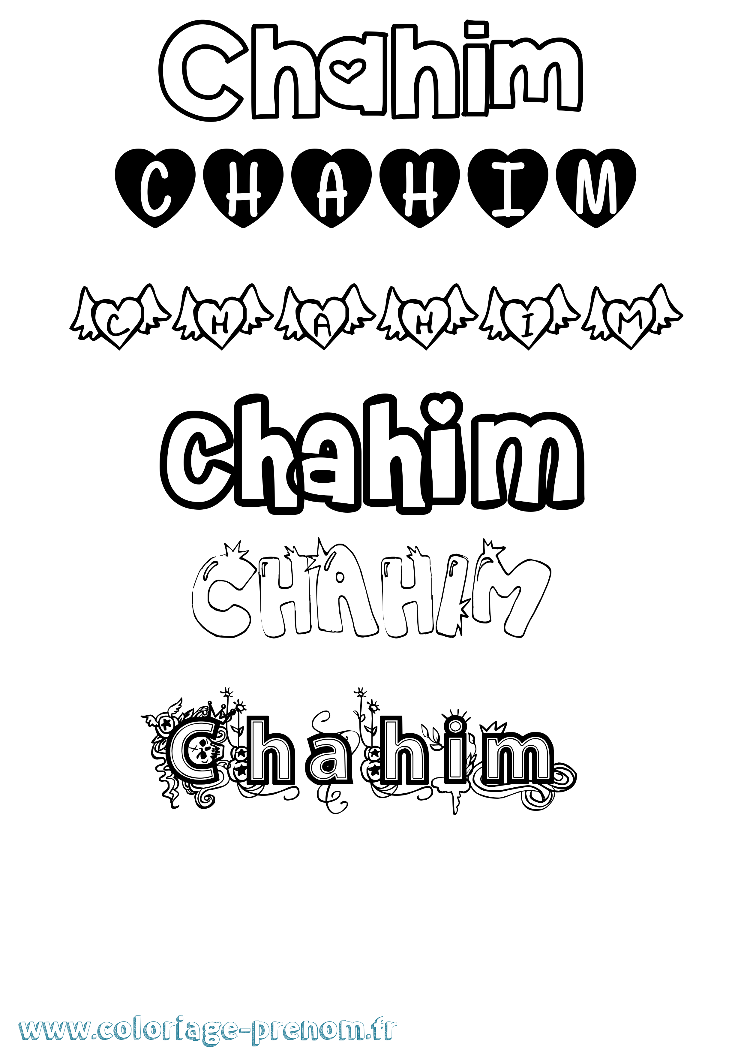 Coloriage Chahim Girly Coloriage prénom Chahim Girly