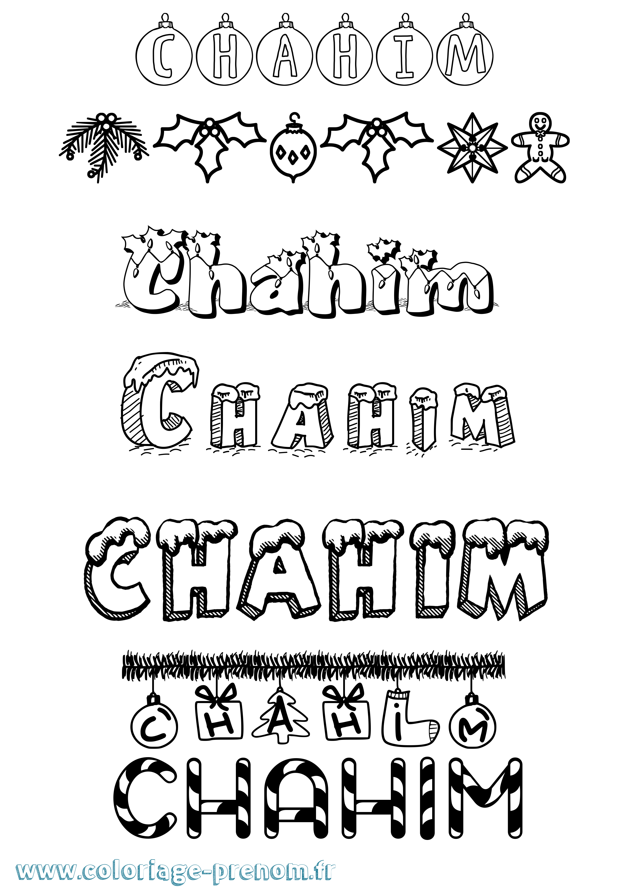 Coloriage Chahim Noël Coloriage prénom Chahim Noël