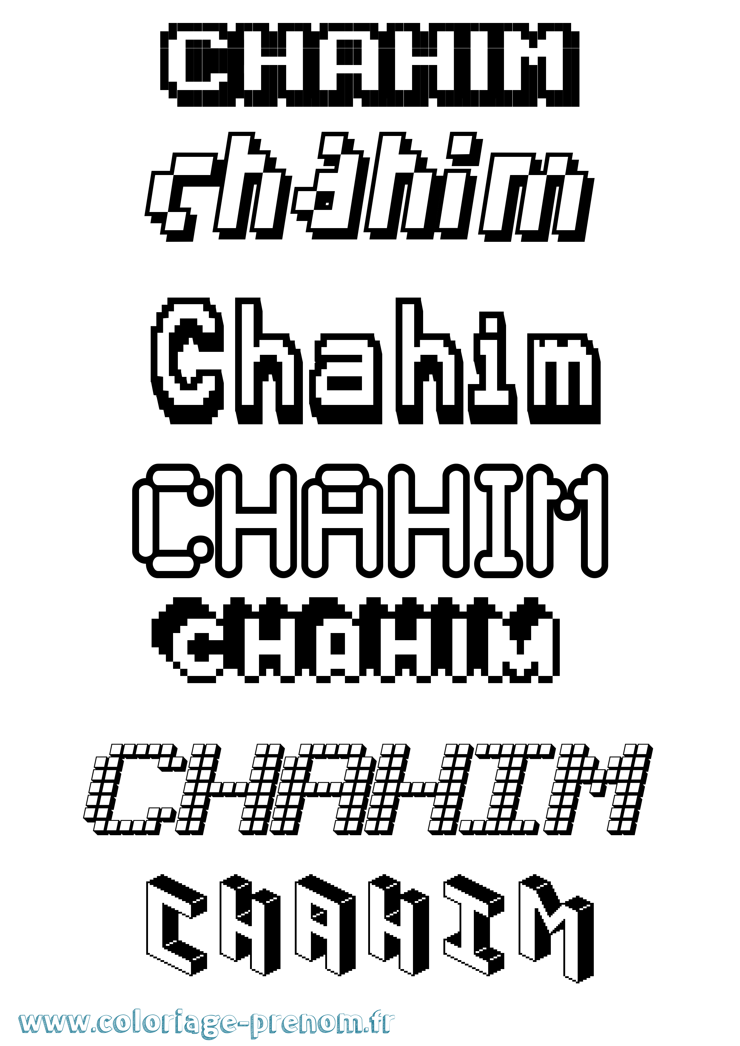 Coloriage Chahim Pixel Coloriage prénom Chahim Pixel