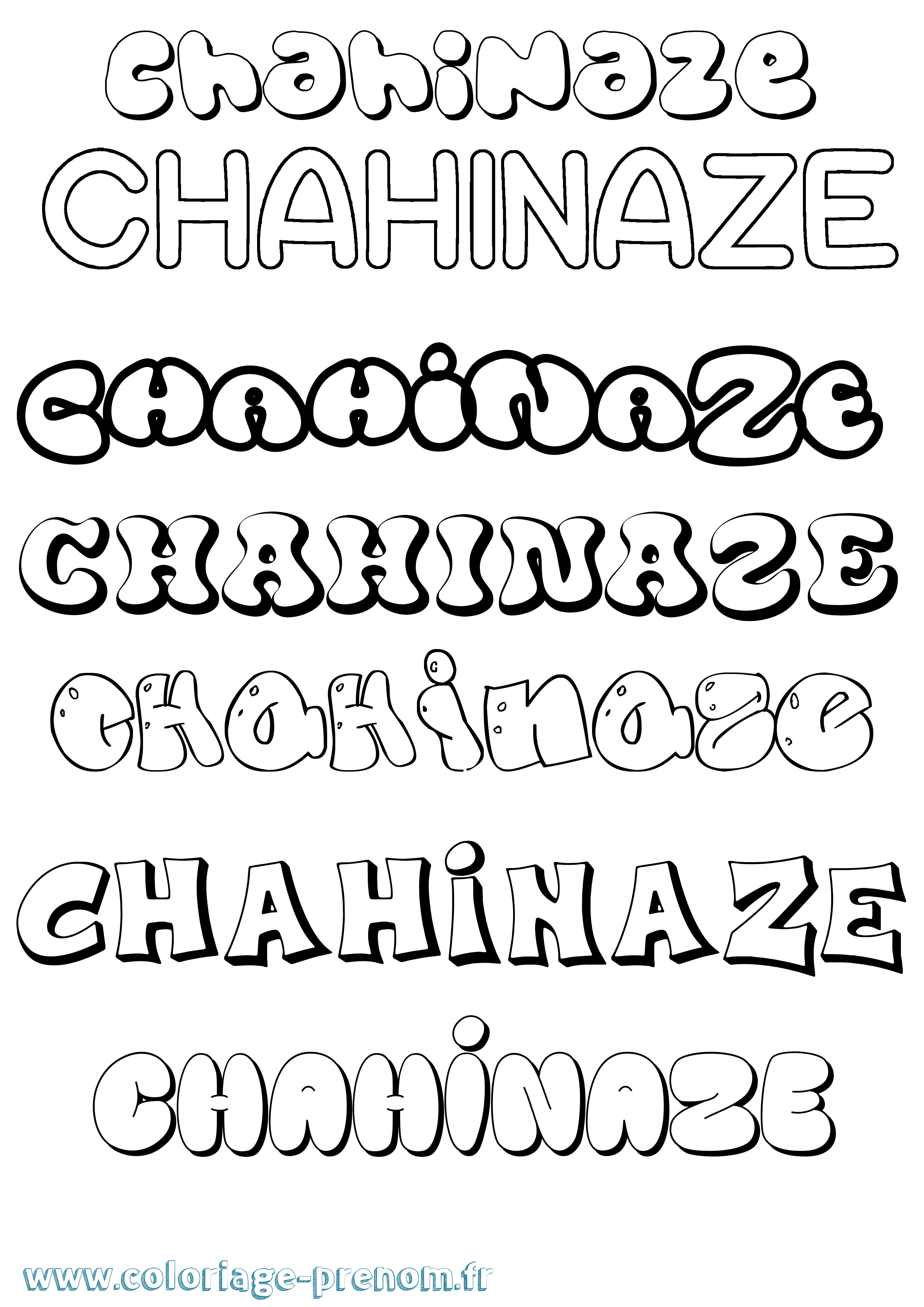 Coloriage Chahinaze Bubble Coloriage prénom Chahinaze Bubble