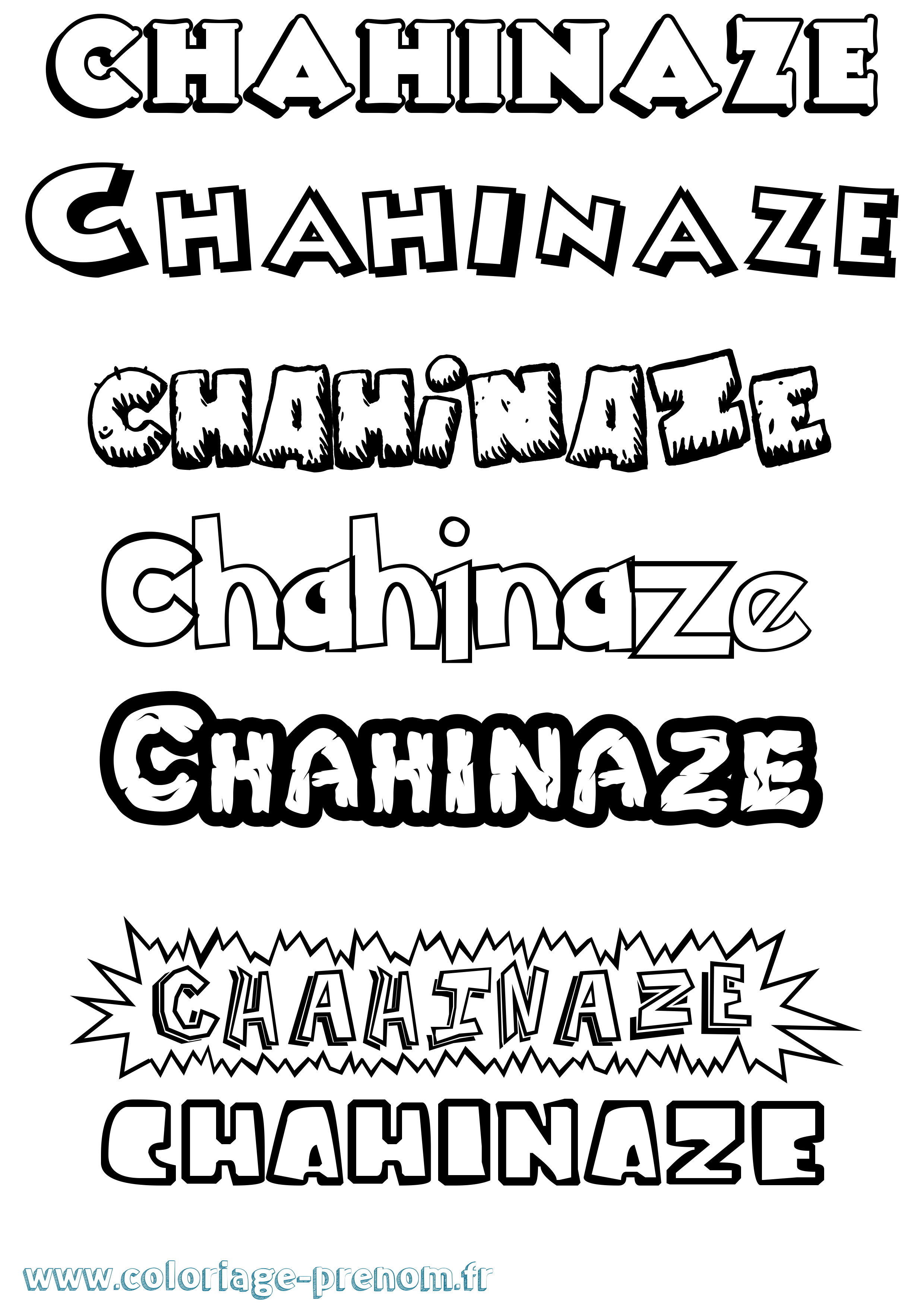 Coloriage Chahinaze Dessin Animé Coloriage prénom Chahinaze Dessin Animé