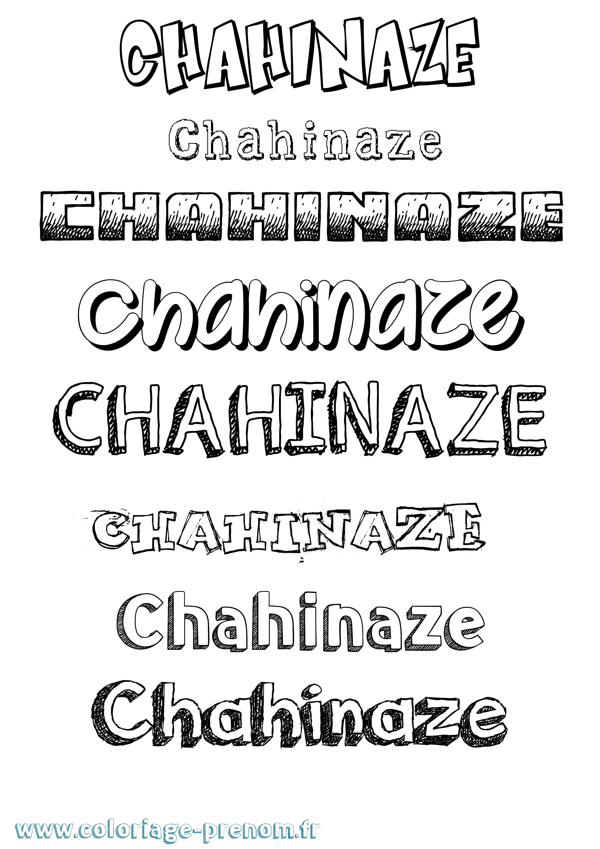 Coloriage Chahinaze Dessiné Coloriage prénom Chahinaze Dessiné