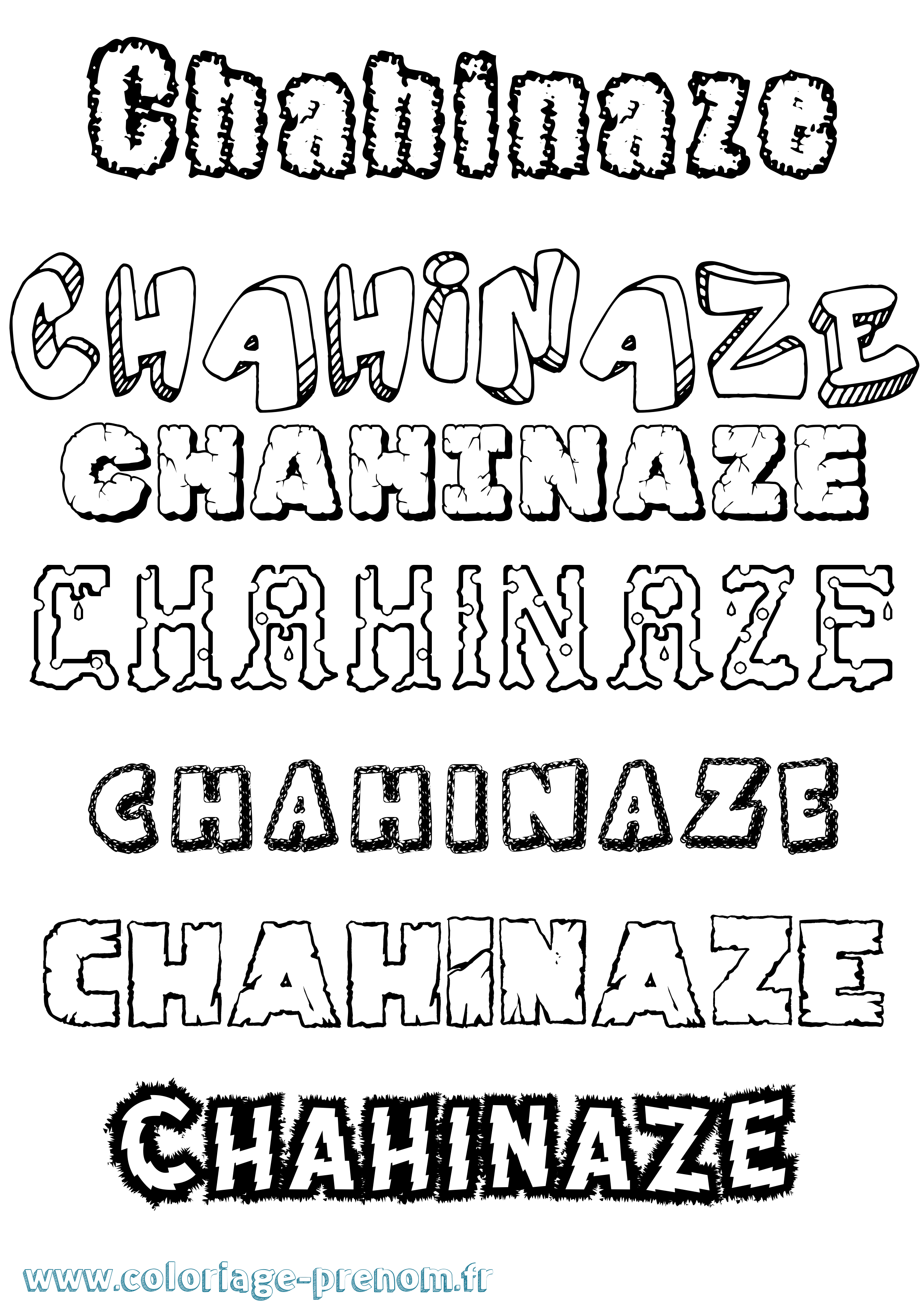 Coloriage Chahinaze Destructuré Coloriage prénom Chahinaze Destructuré