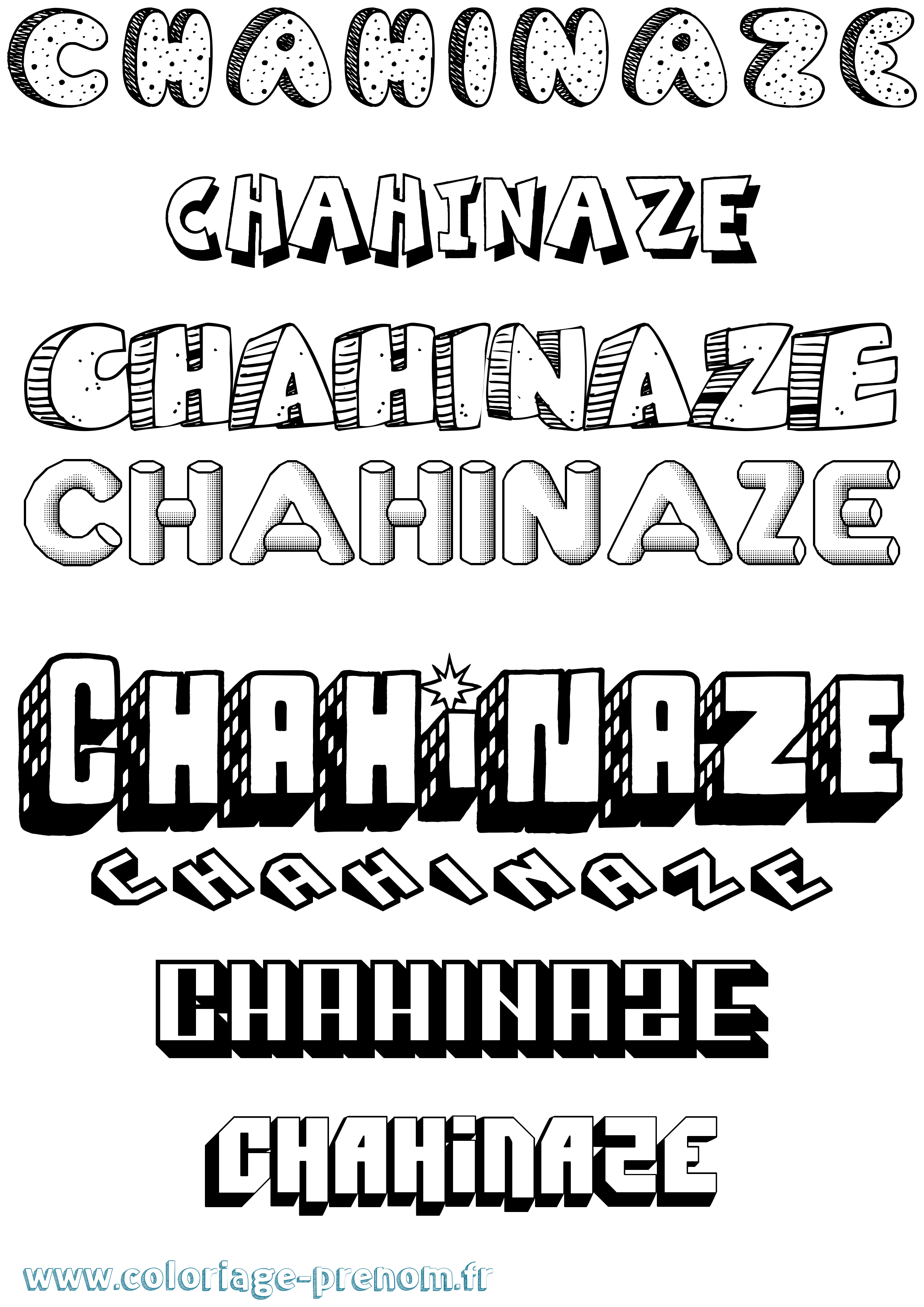 Coloriage Chahinaze Effet 3D Coloriage prénom Chahinaze Effet 3D