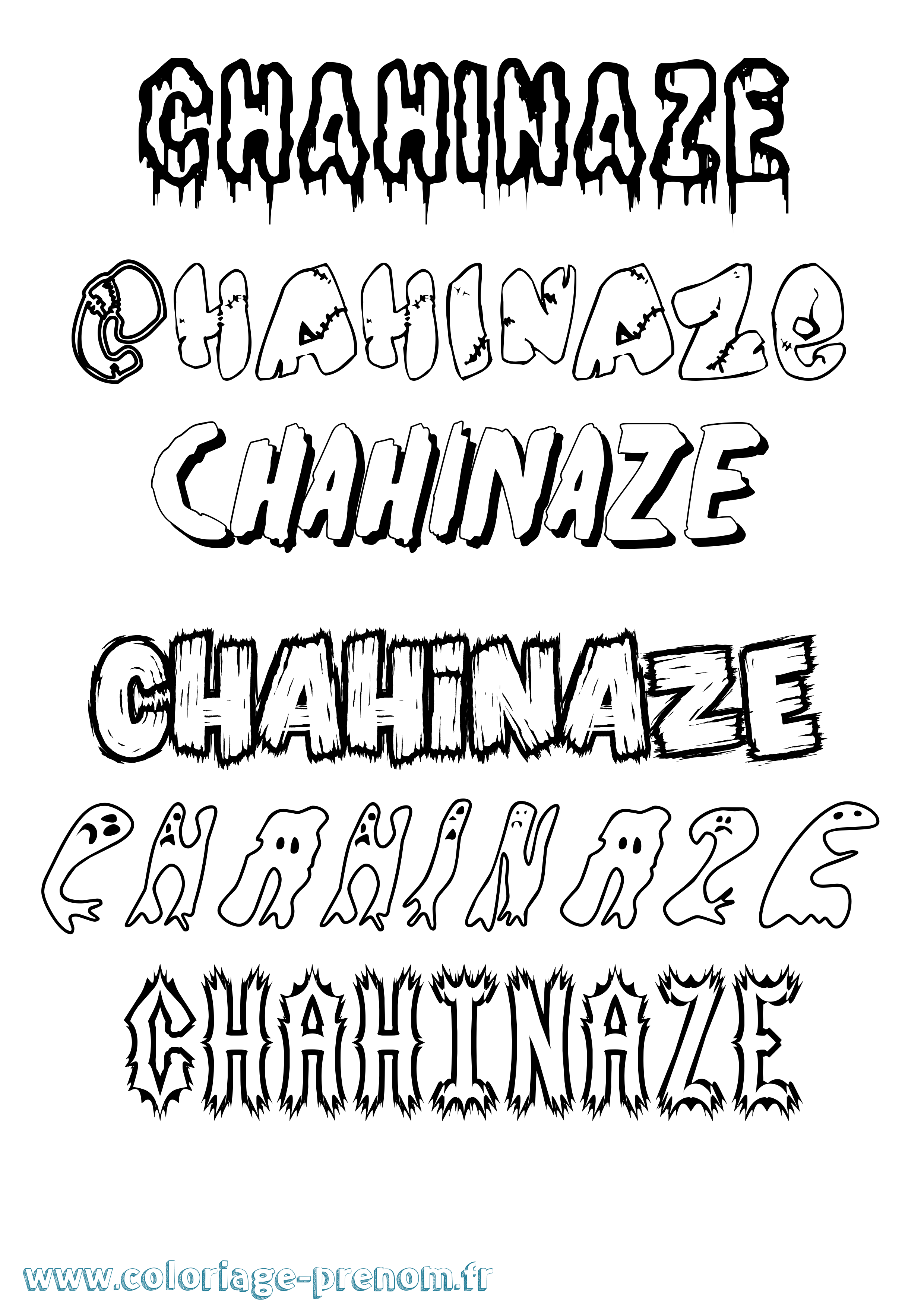 Coloriage Chahinaze Frisson Coloriage prénom Chahinaze Frisson
