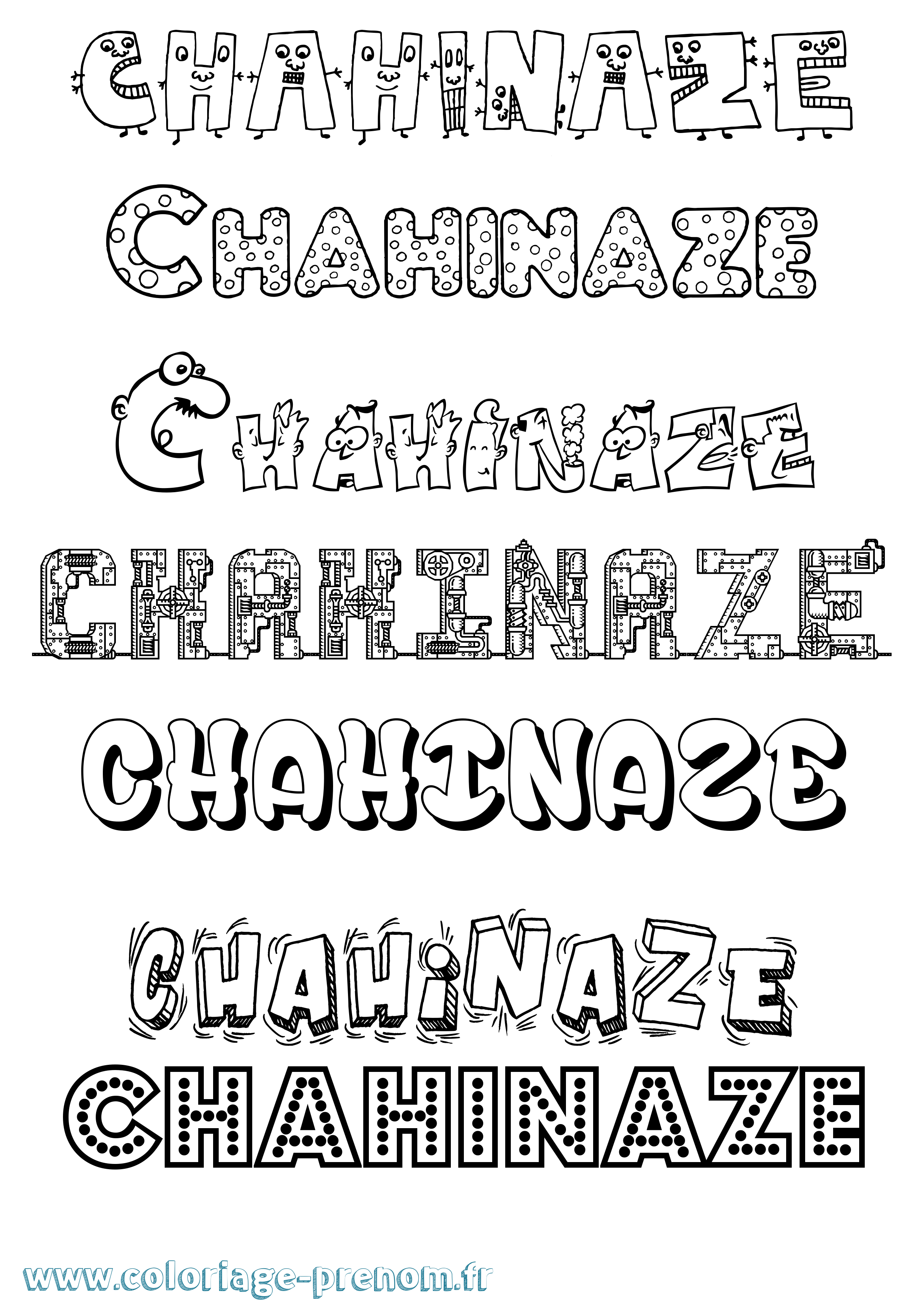 Coloriage Chahinaze Fun Coloriage prénom Chahinaze Fun